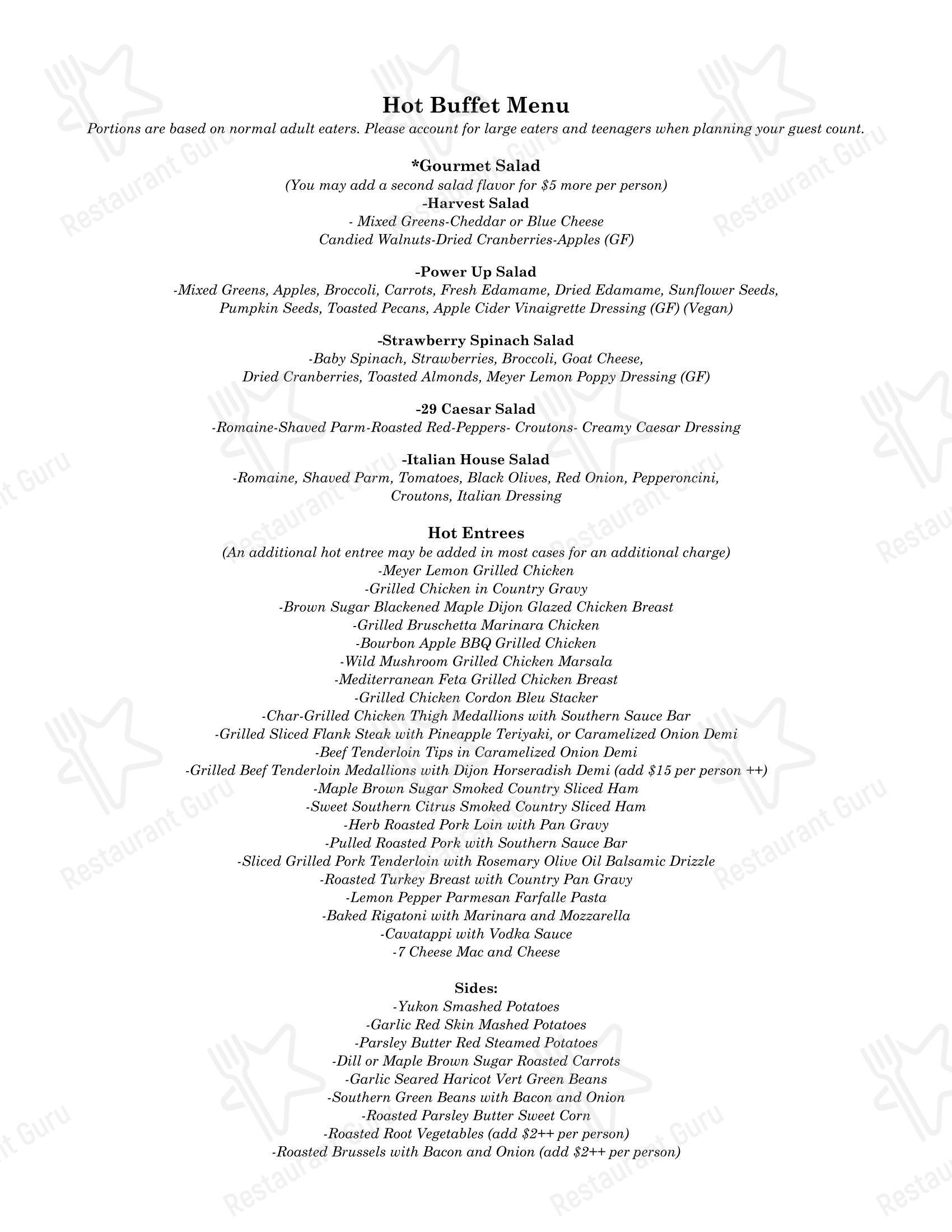 菜单 29 Cooks Catering