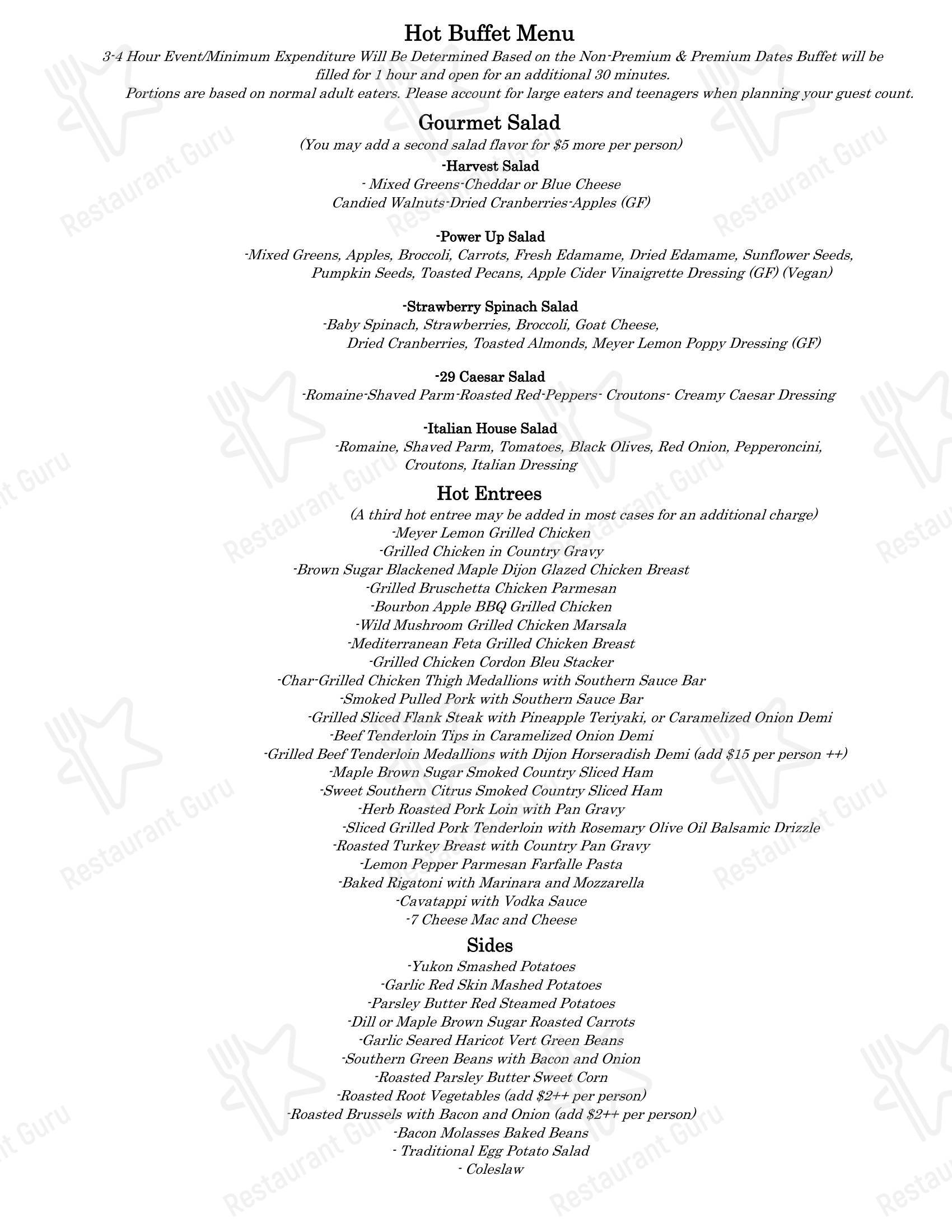 Меню 29 Cooks Catering - Takeaway Menu