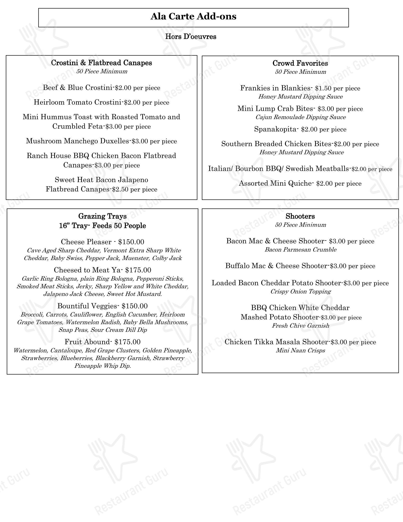 Dinner Menu 29 Cooks Catering
