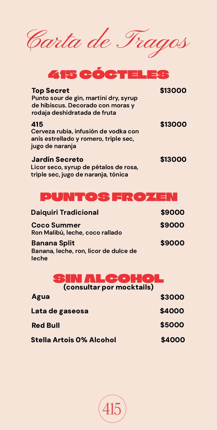 415 - Bar de Tragos меню
