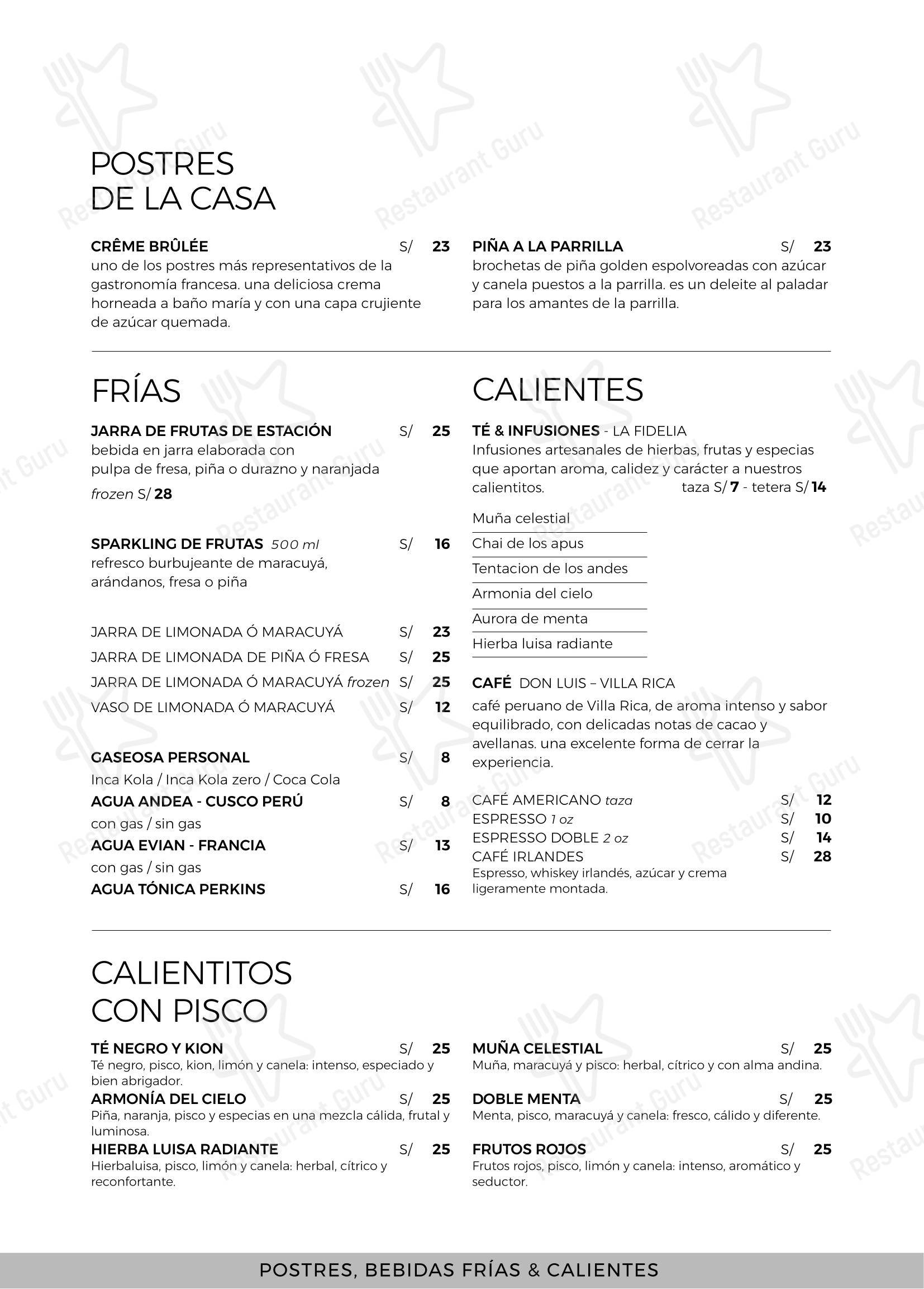 Меню ресторана A LOS BIFES - Parrilla Bar - Меню напитков