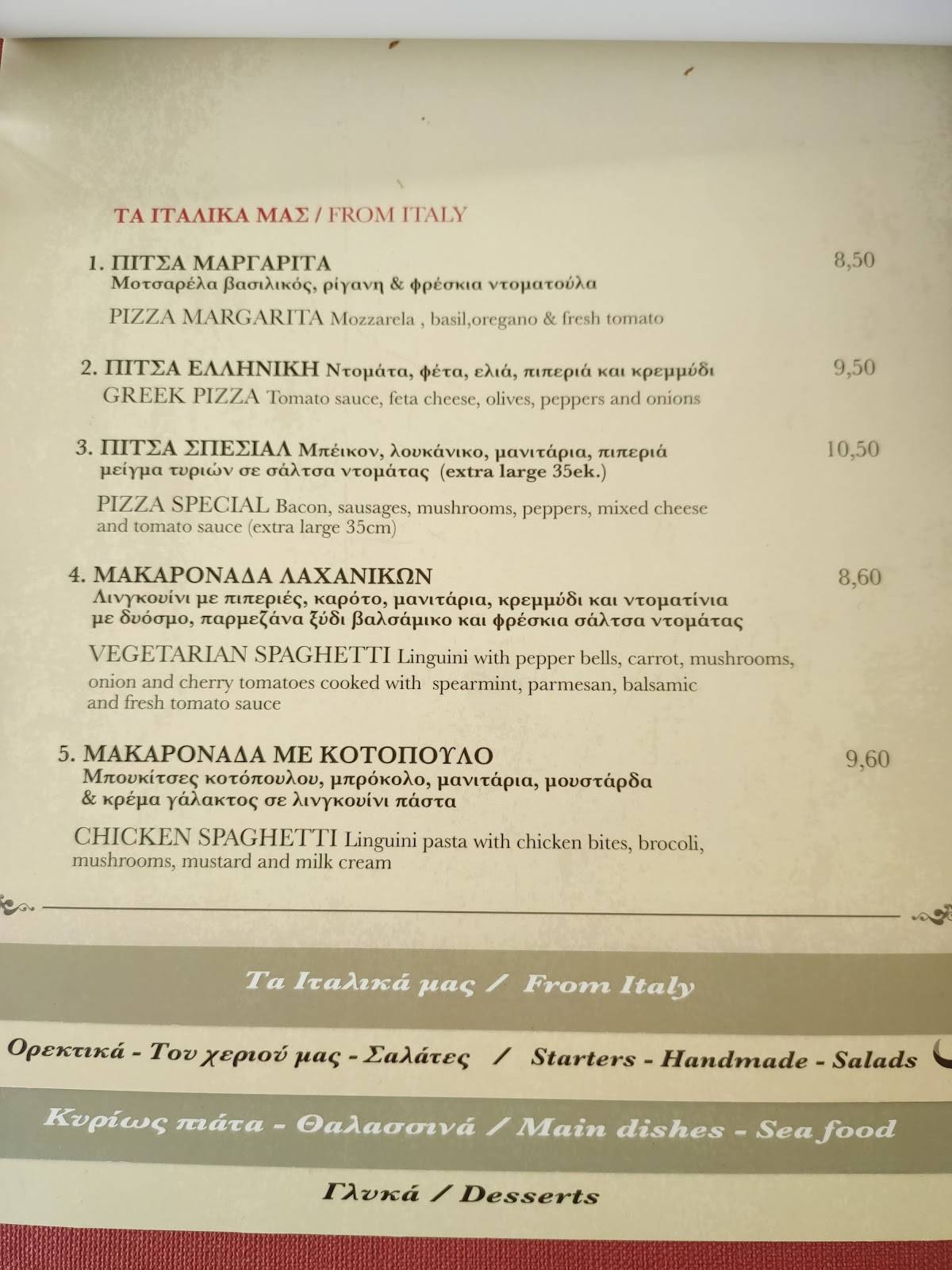 Acropol Vintage меню
