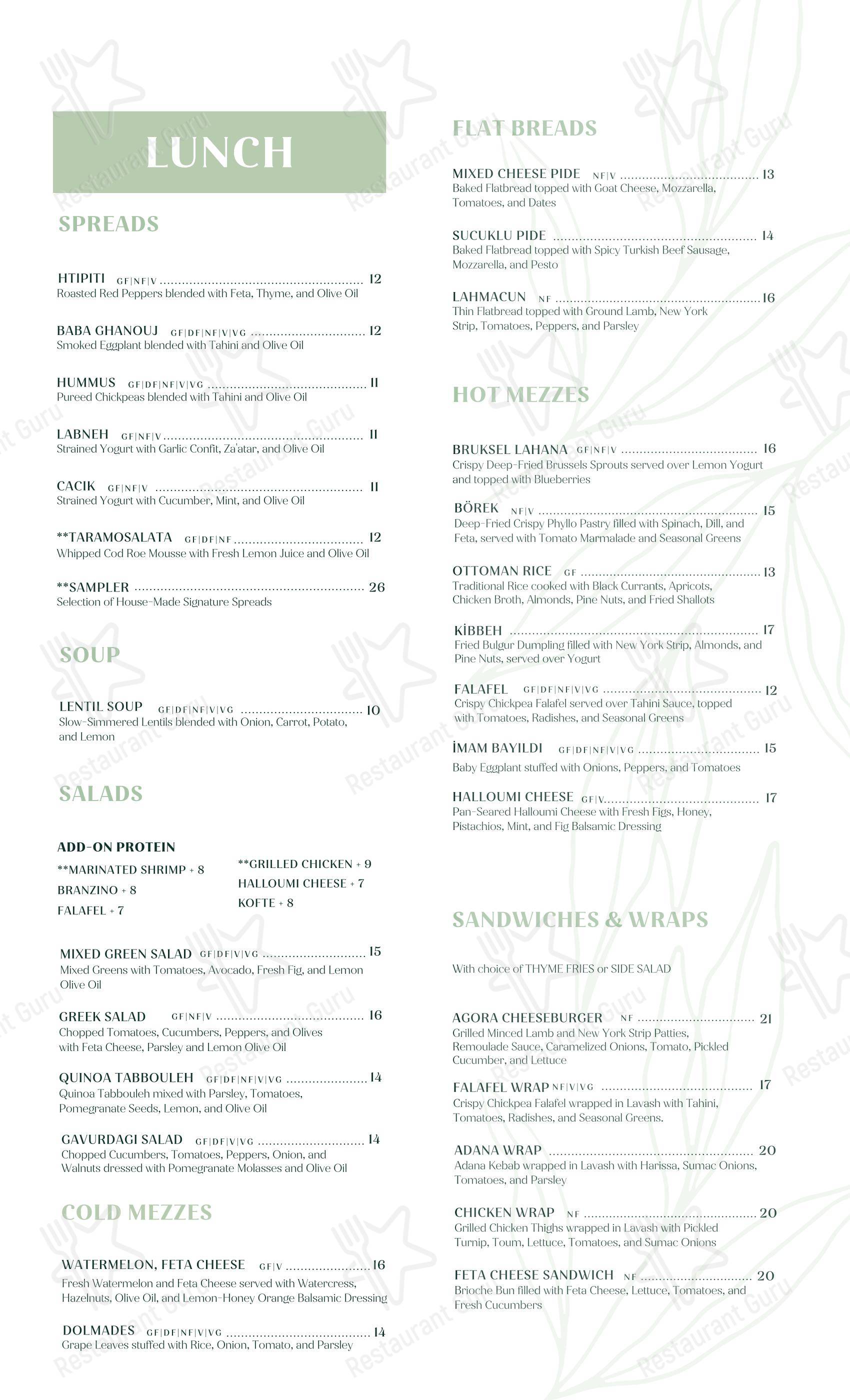 Крафт меню паба и бара Agora Tysons Mediterranean Restaurant