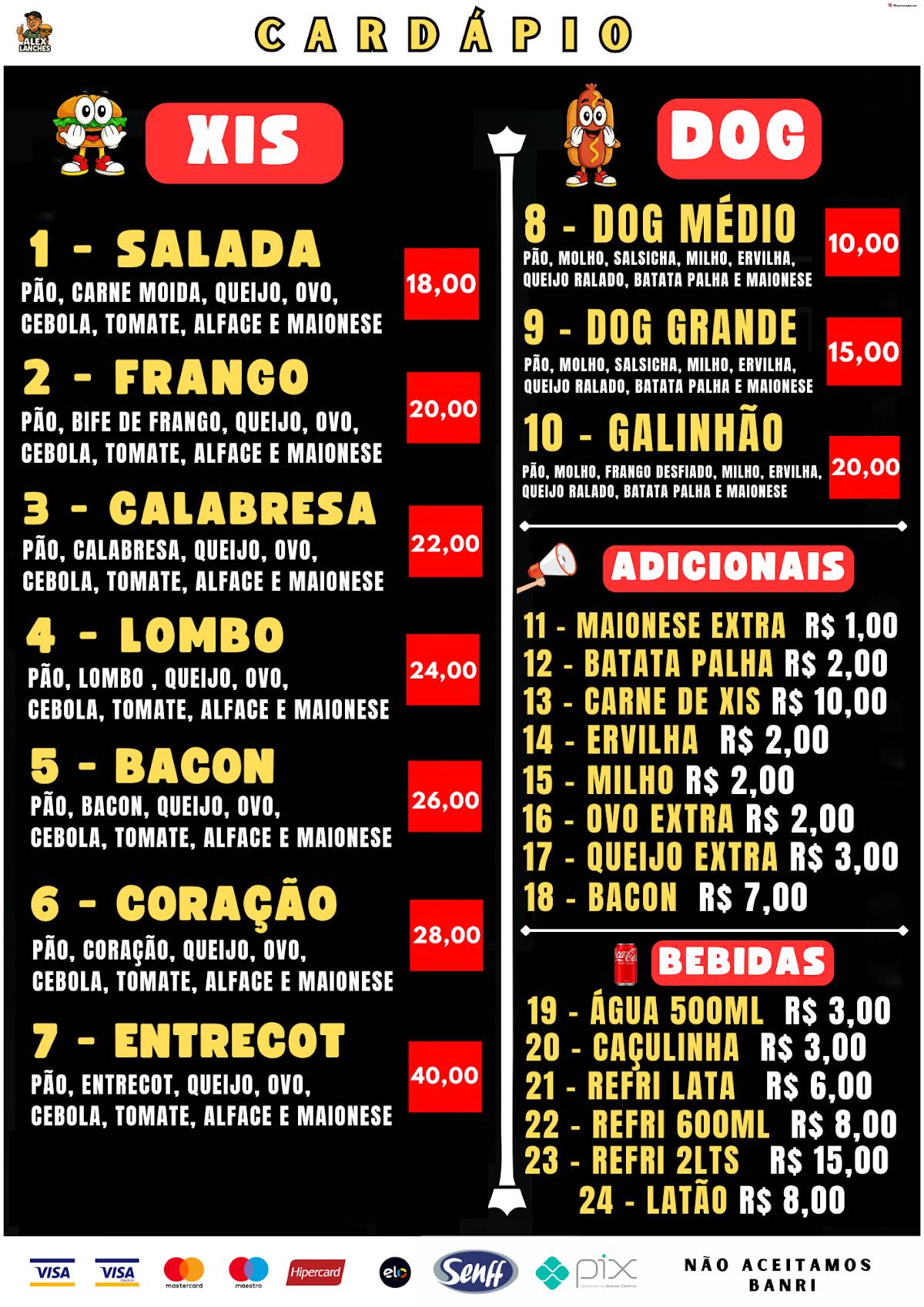 Alex Lanches меню