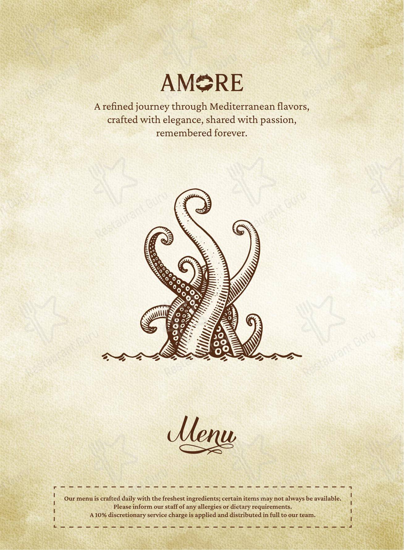 Amore Walthamstow в Лондоне - Меню
