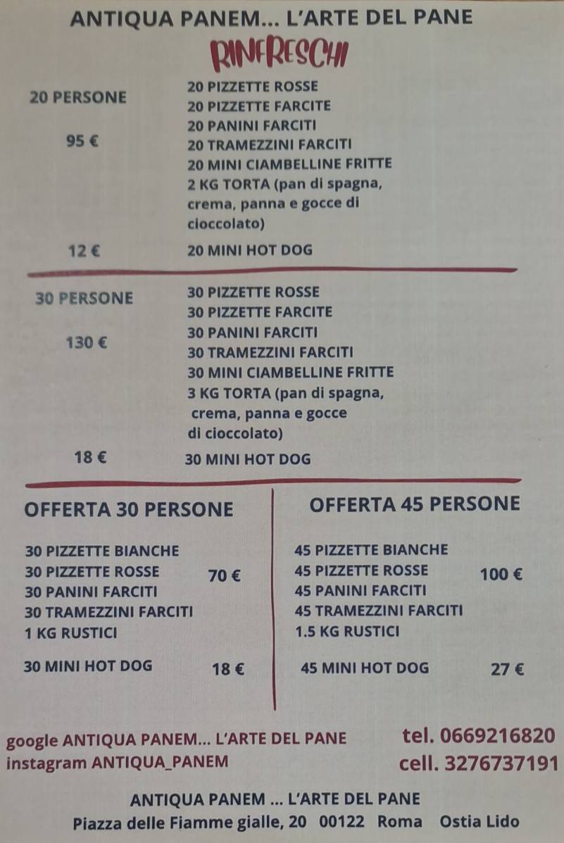 Antiqua Panem... L'ARTE DEL PANE меню