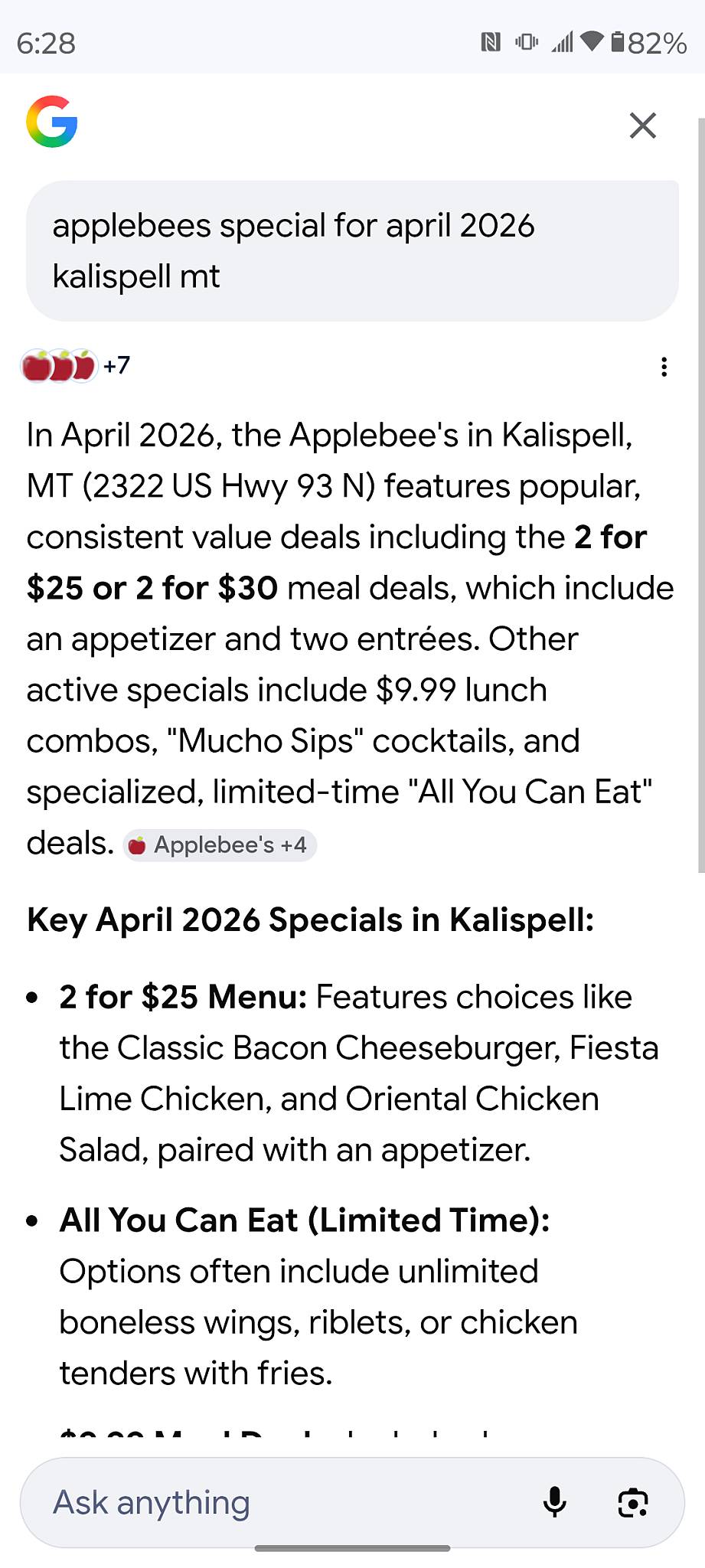 Applebee's Grill + Bar меню