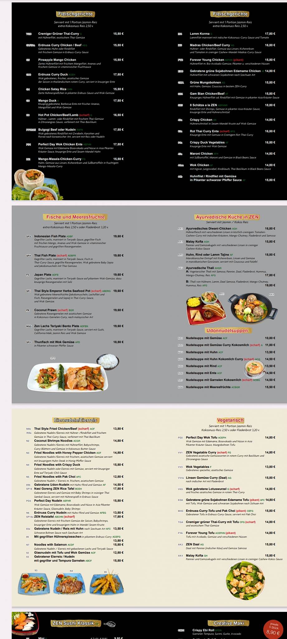 Asiatisches Restaurant ZEN меню