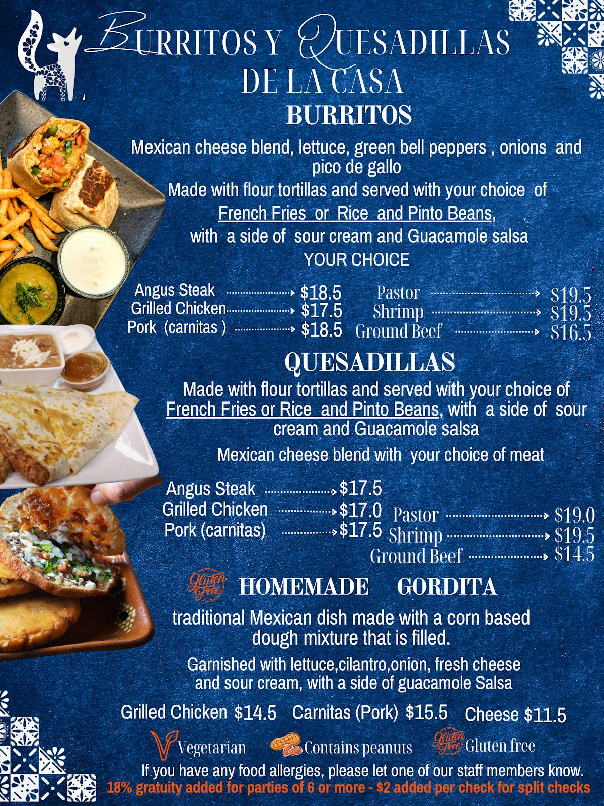 Azulejos mexican kitchen меню