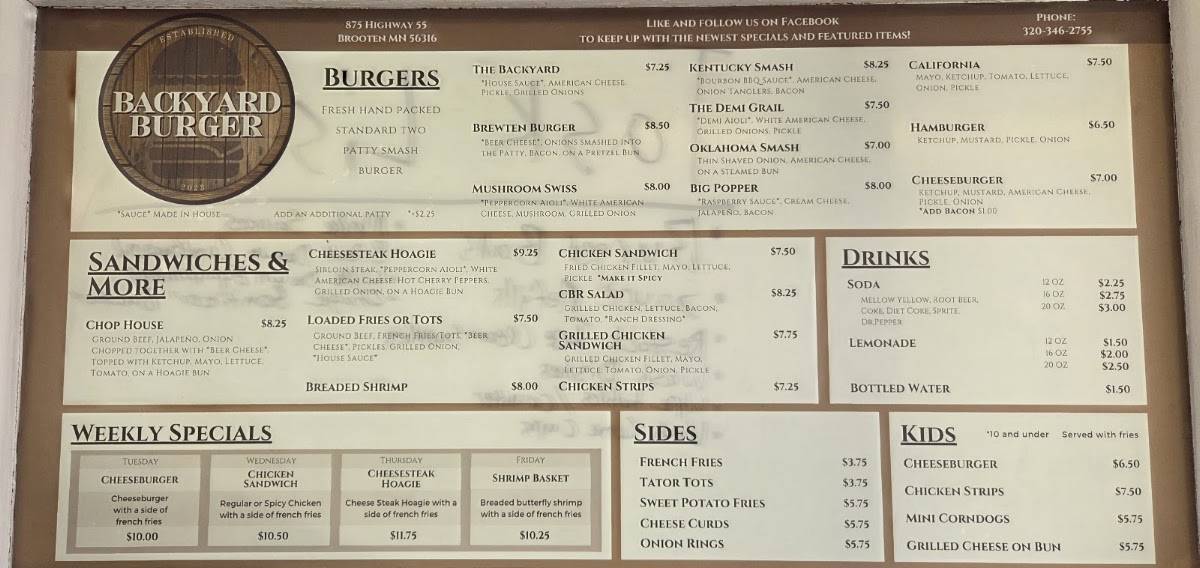 Backyard Burger меню