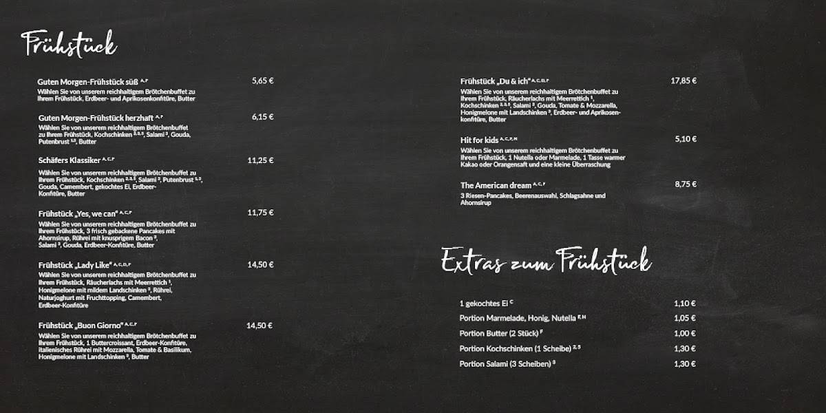 Bäckerei Schäfer GmbH & Co. KG меню