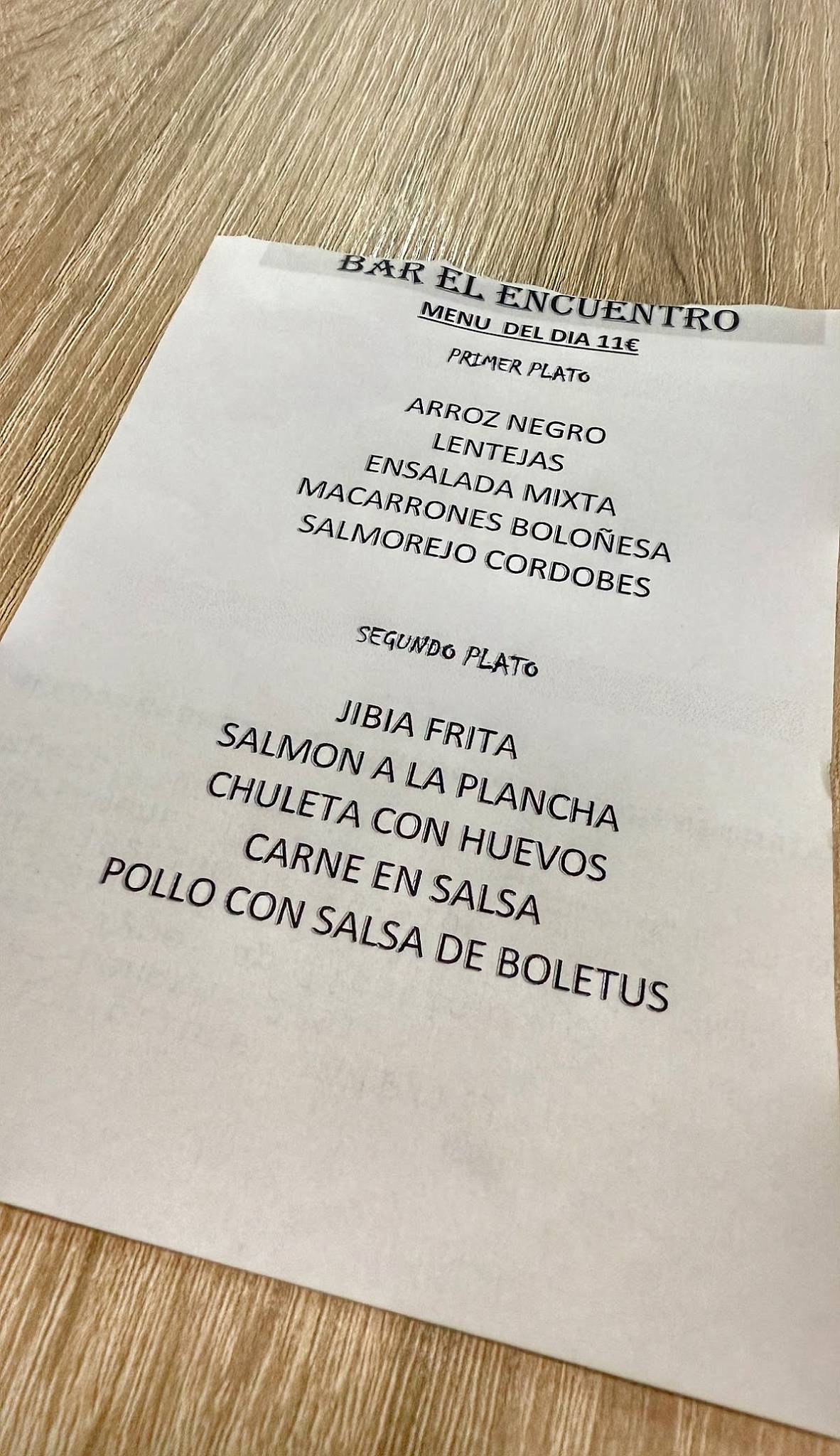 Bar Torquemada меню