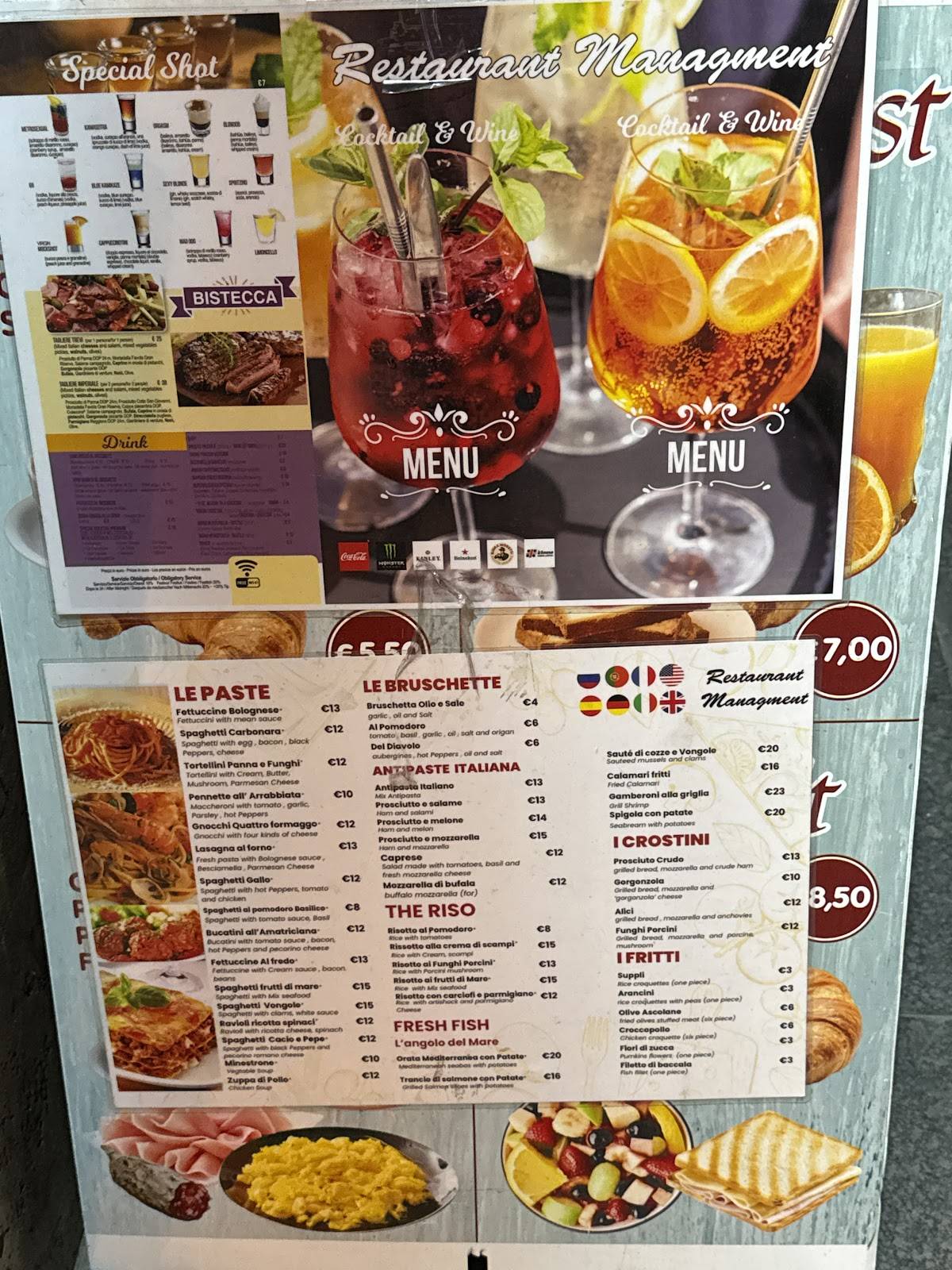 Bar & Restaurant меню
