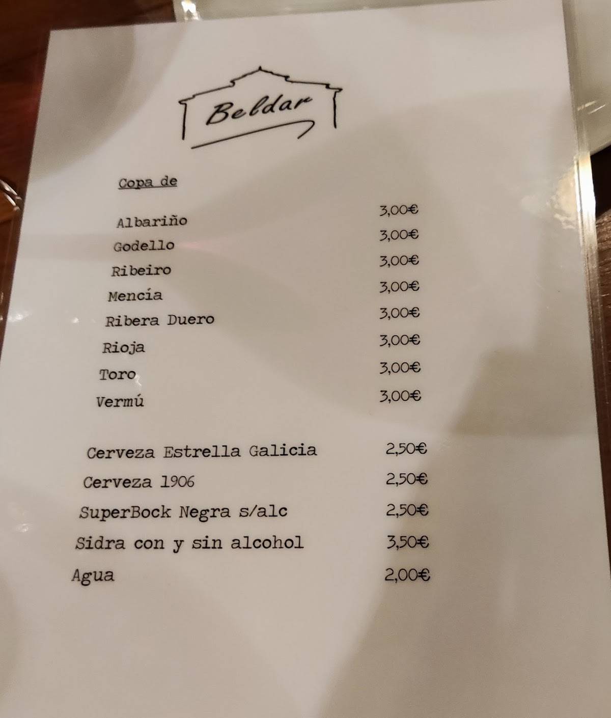 Beldar меню