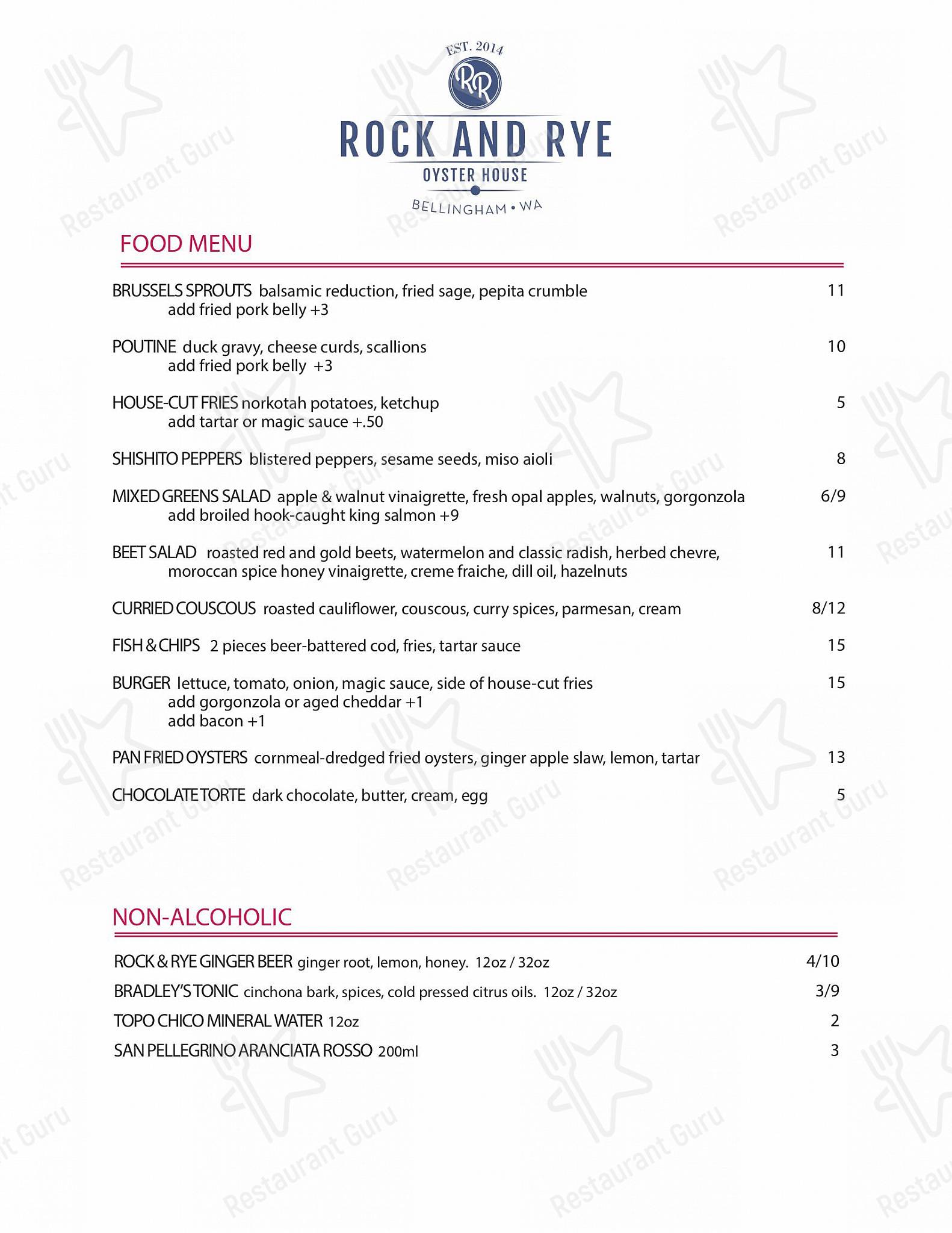 Christmas Menu паба и бара Rock and Rye Oyster House