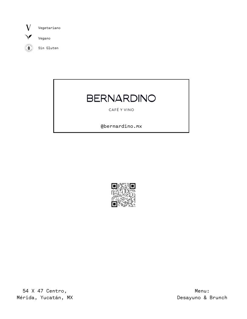 Bernardino меню