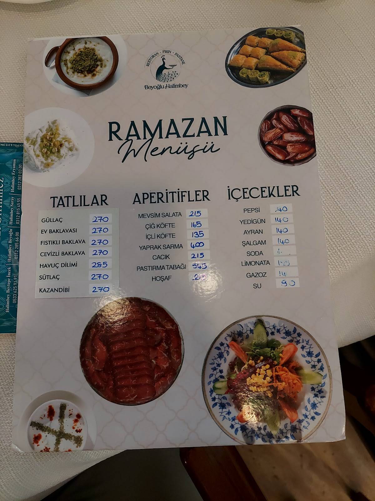 Beyoğlu Halimbey İncek меню