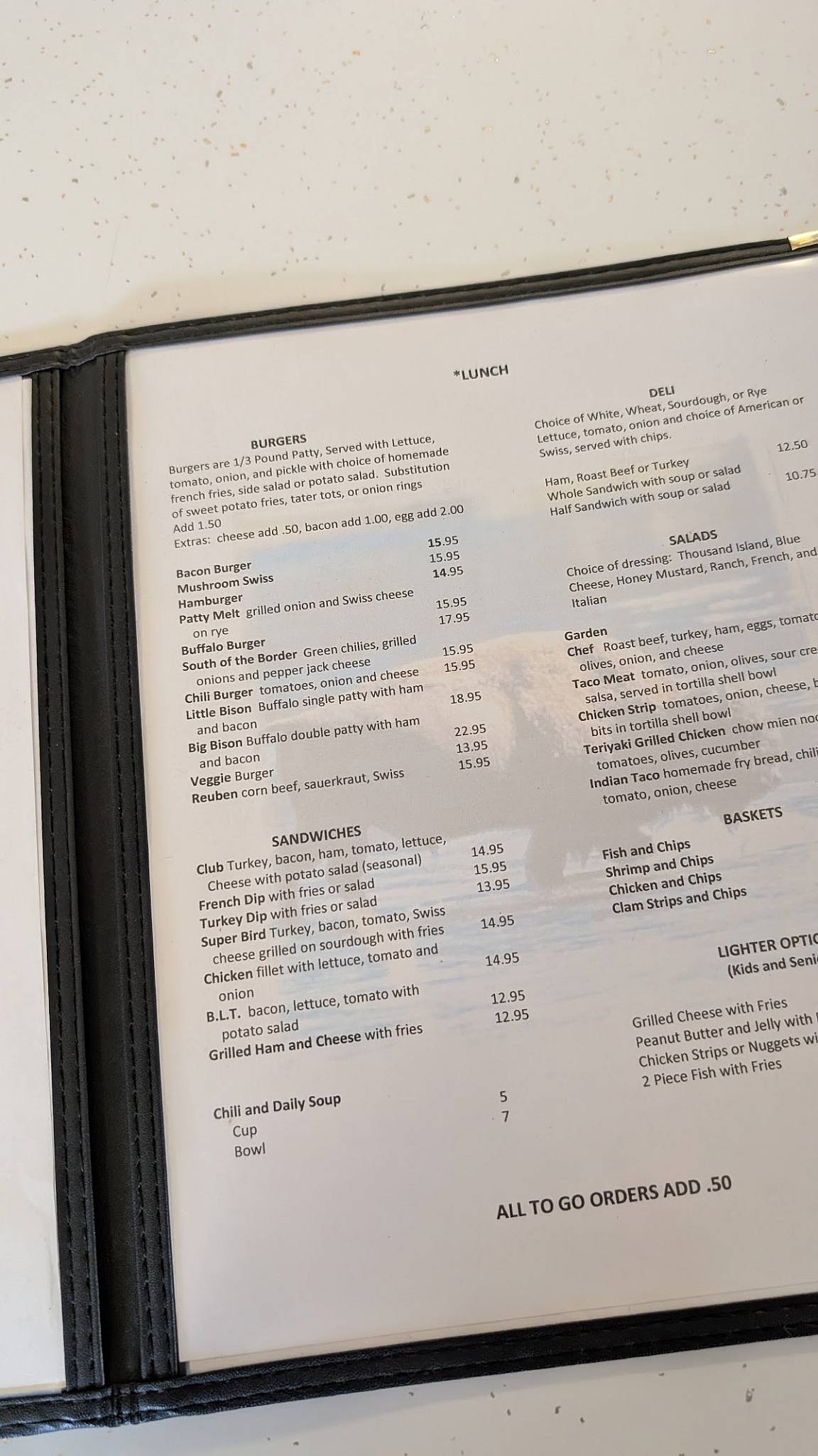 Bison Inn Cafe меню