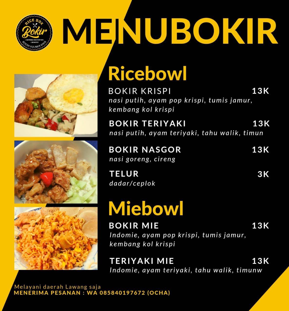 Bokir Ricebox меню