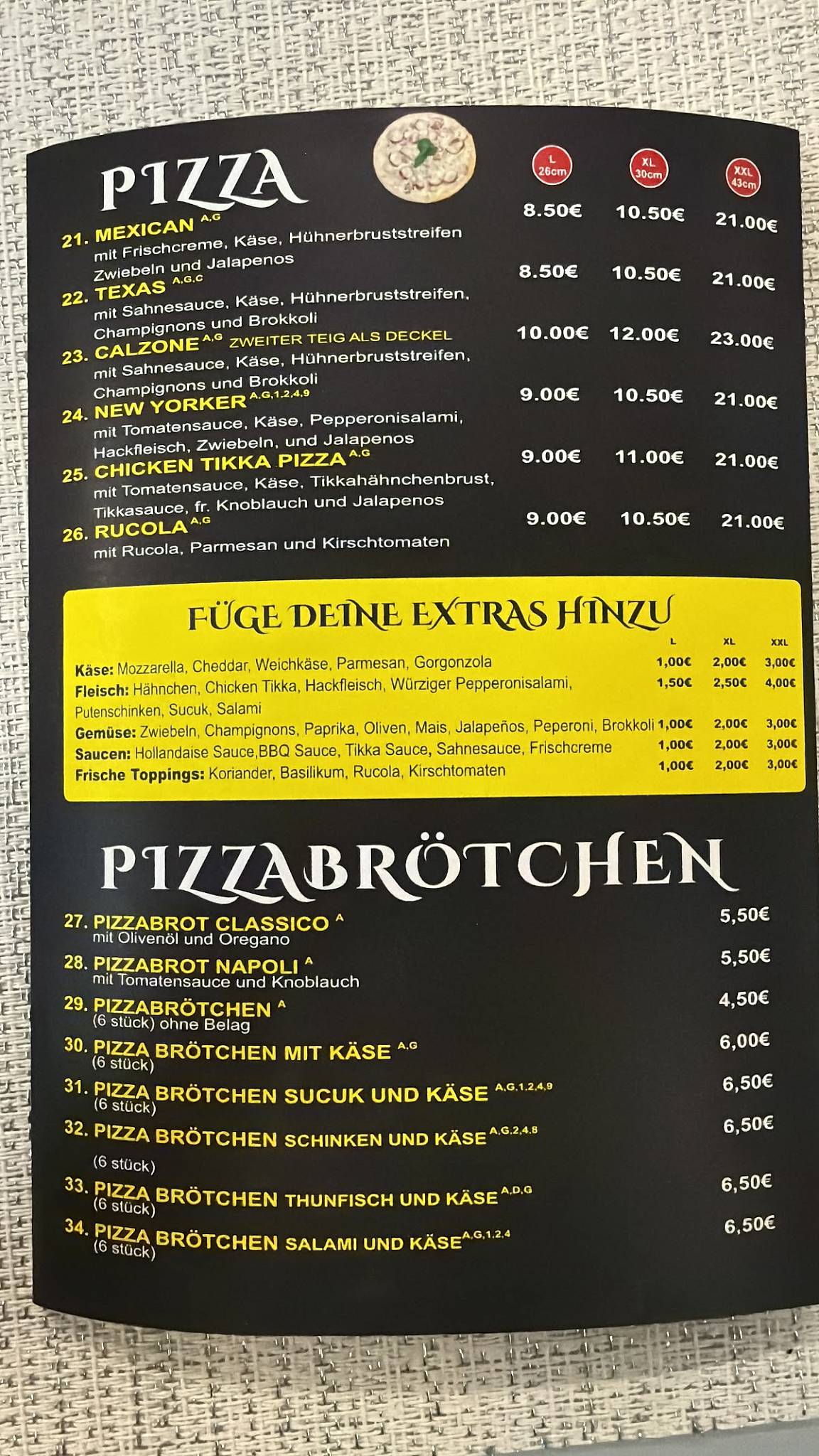 Bon Appetit Pizza меню