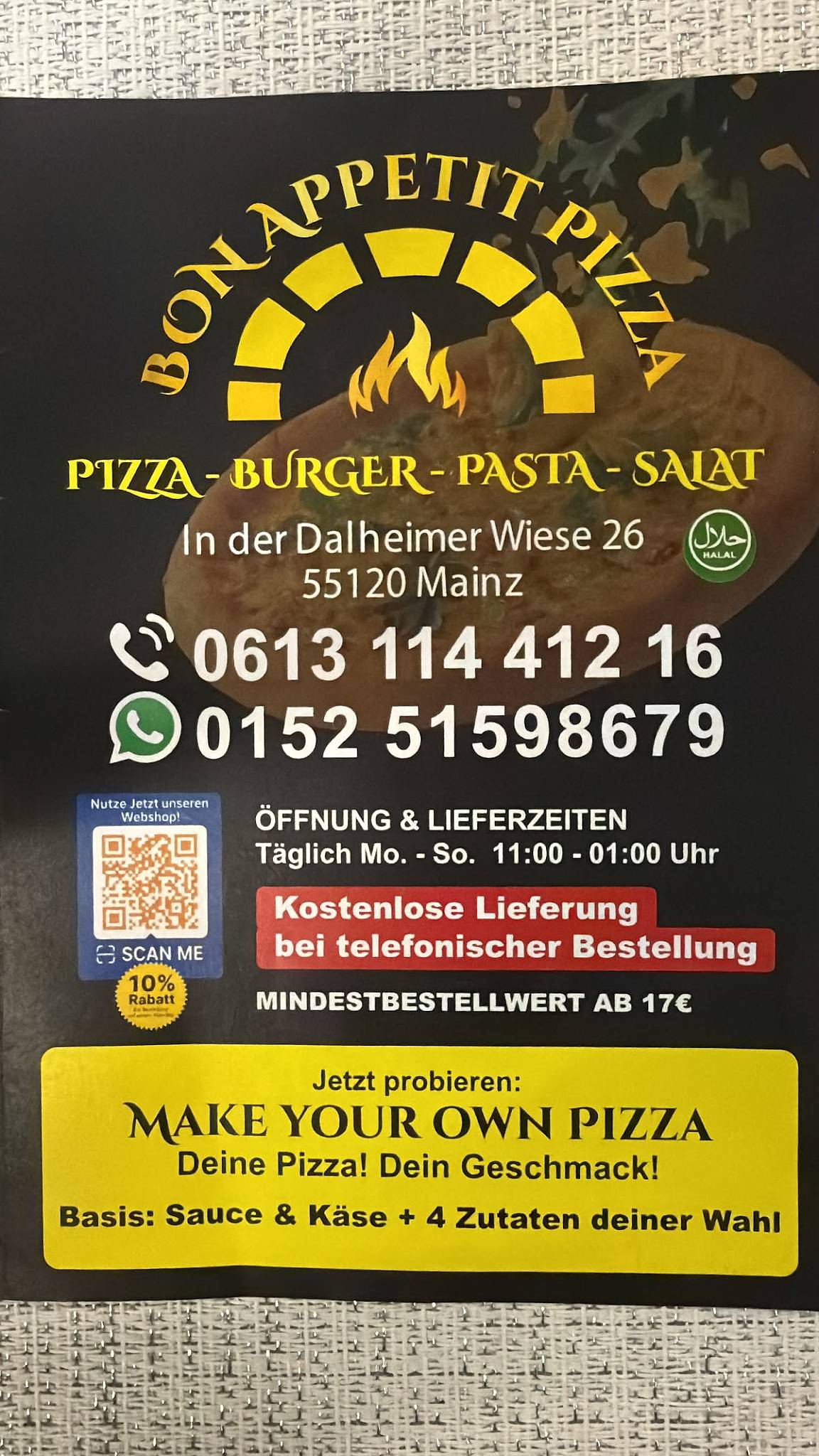 Bon Appetit Pizza меню