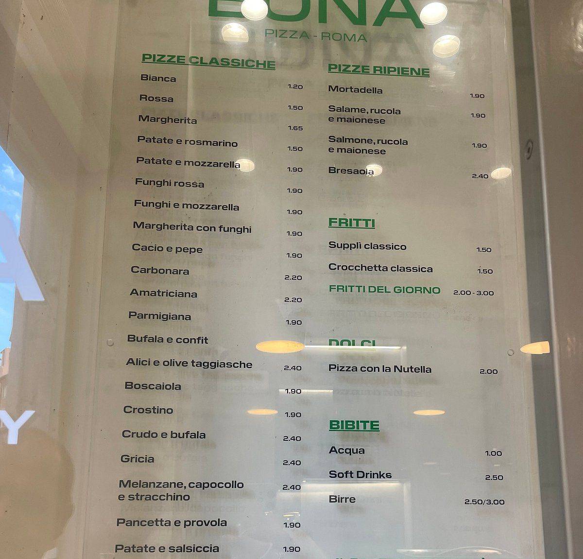 Bona Pizza Roma [ Portico D'Ottavia ] меню