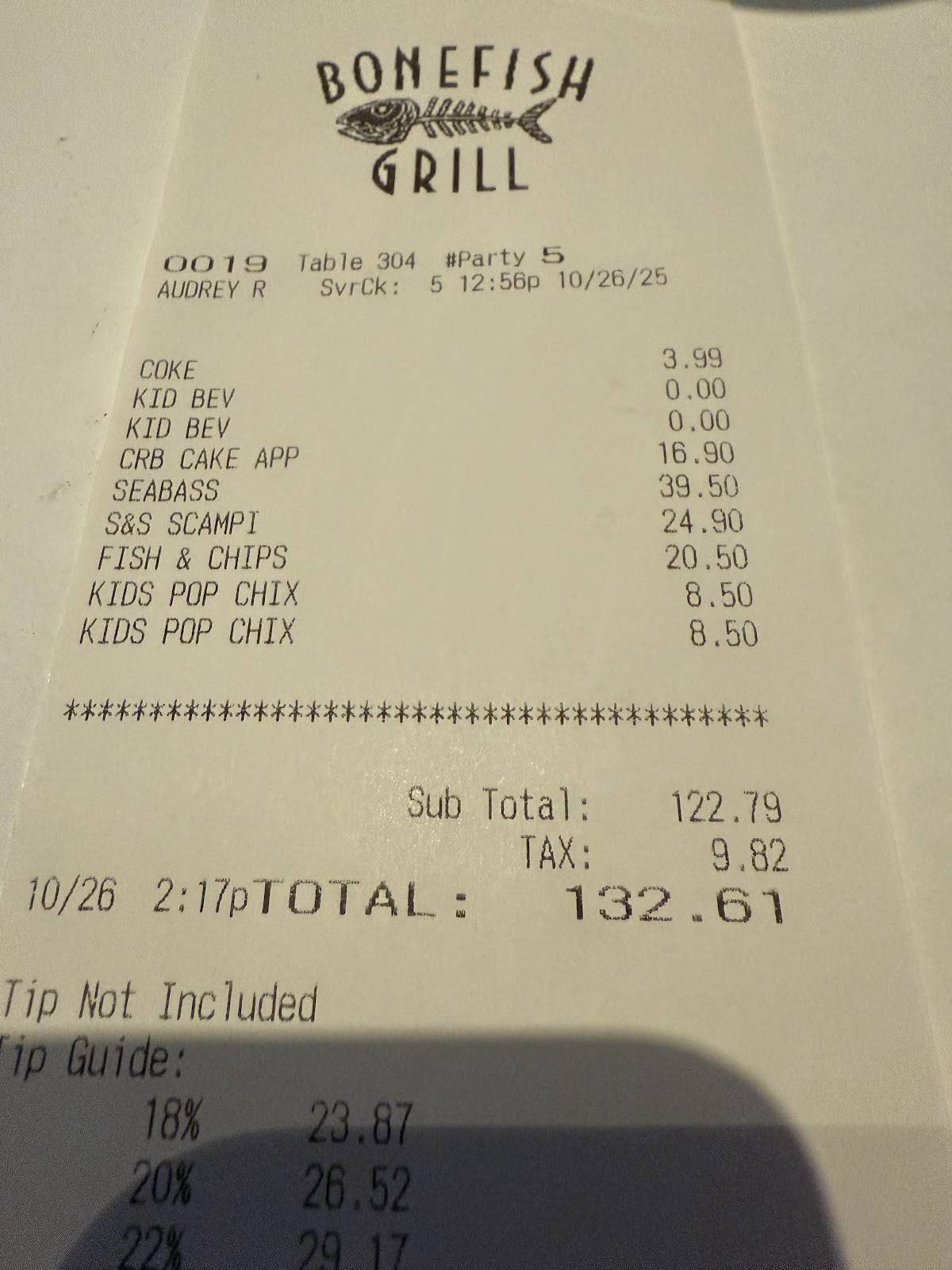 Bonefish Grill меню