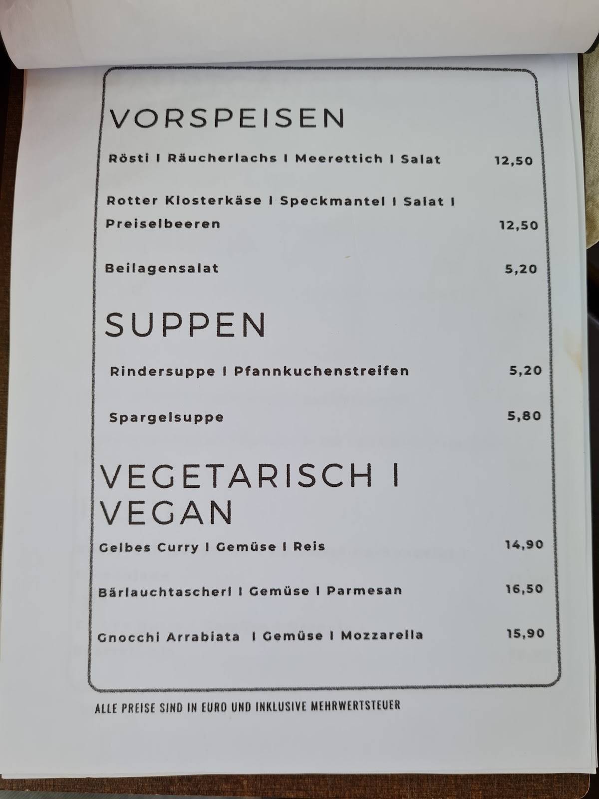 Bräustüberl меню