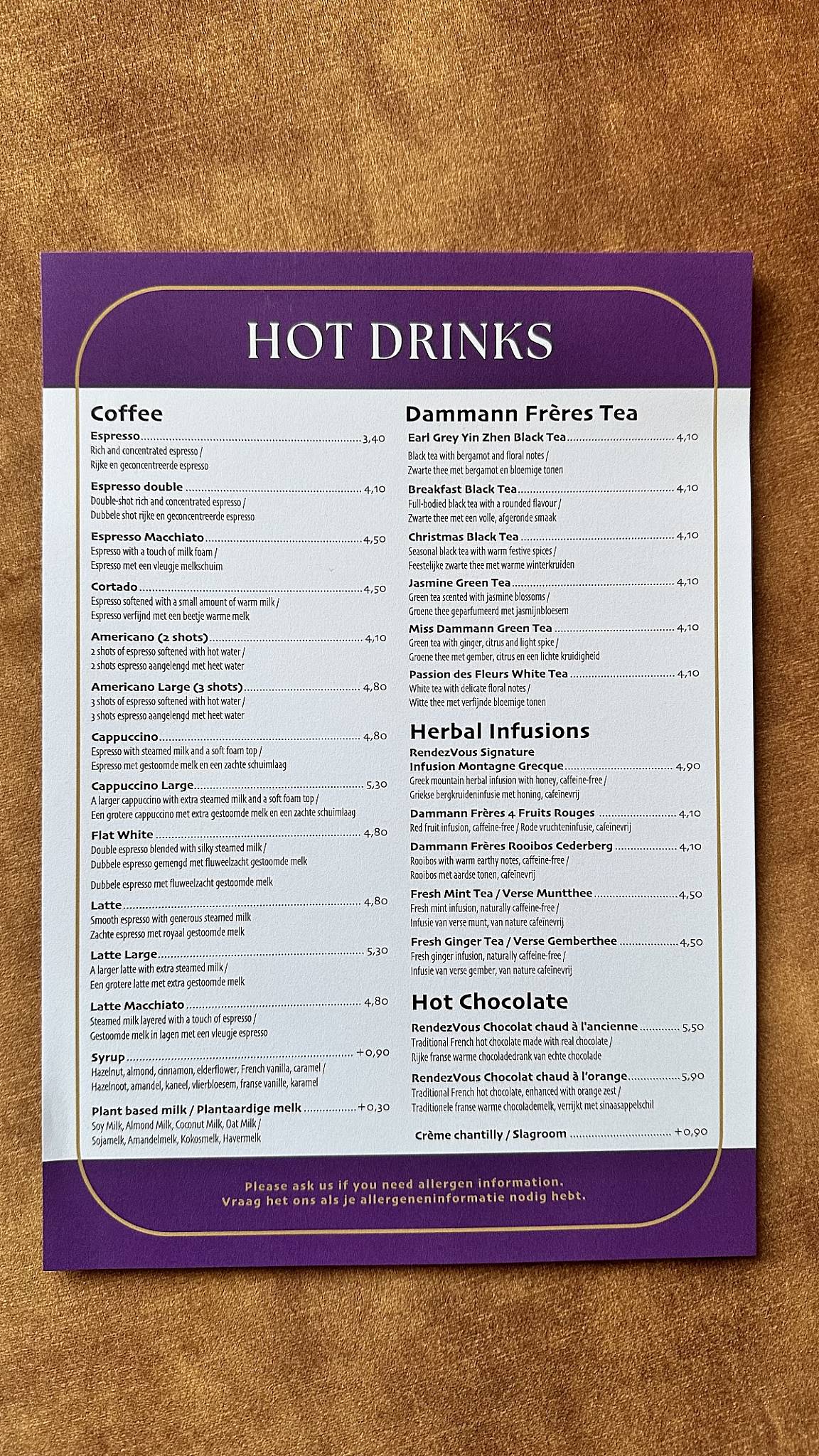 Café RendezVous меню