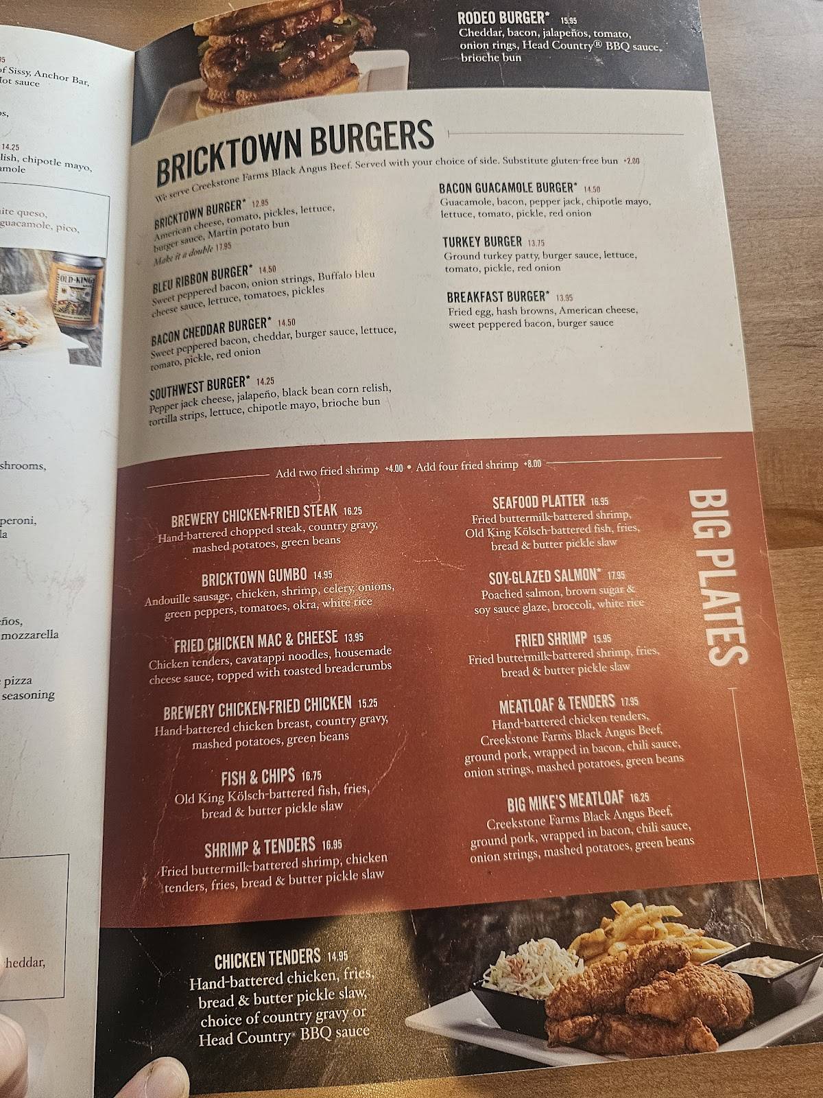 Bricktown Brewery меню