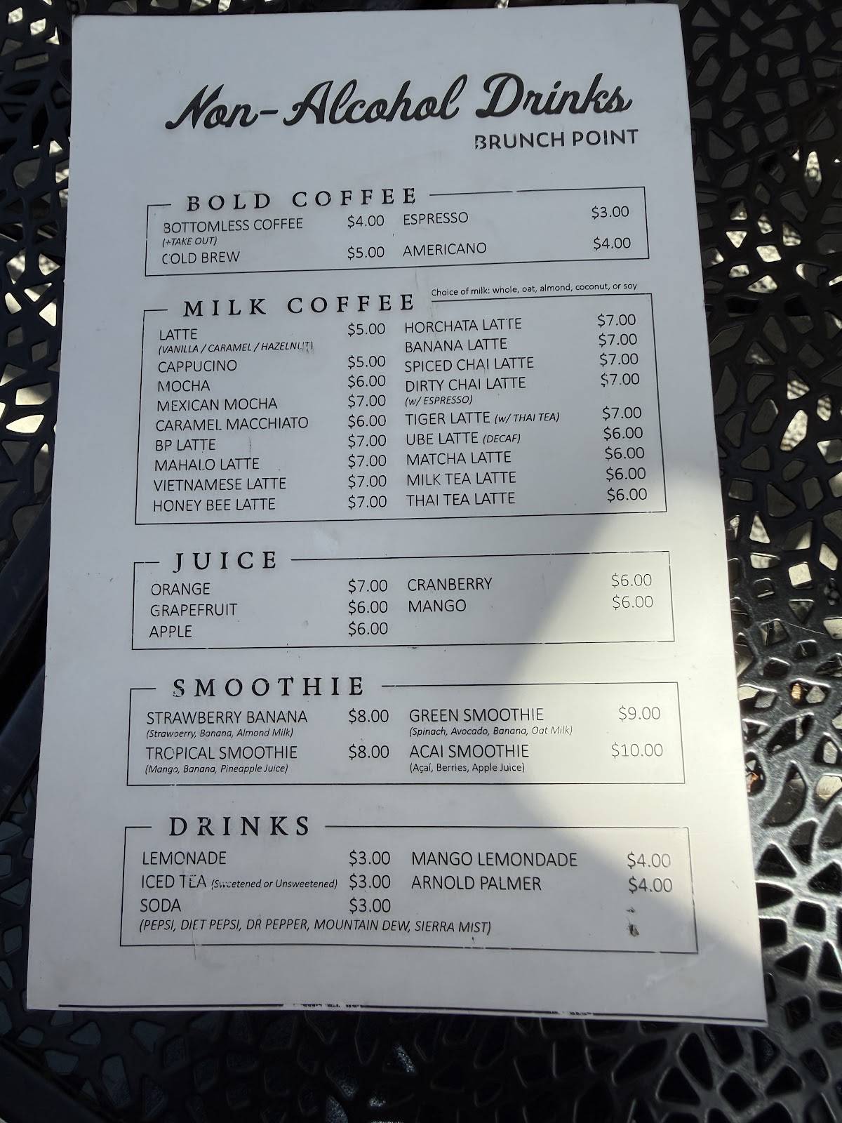 Brunch Point меню