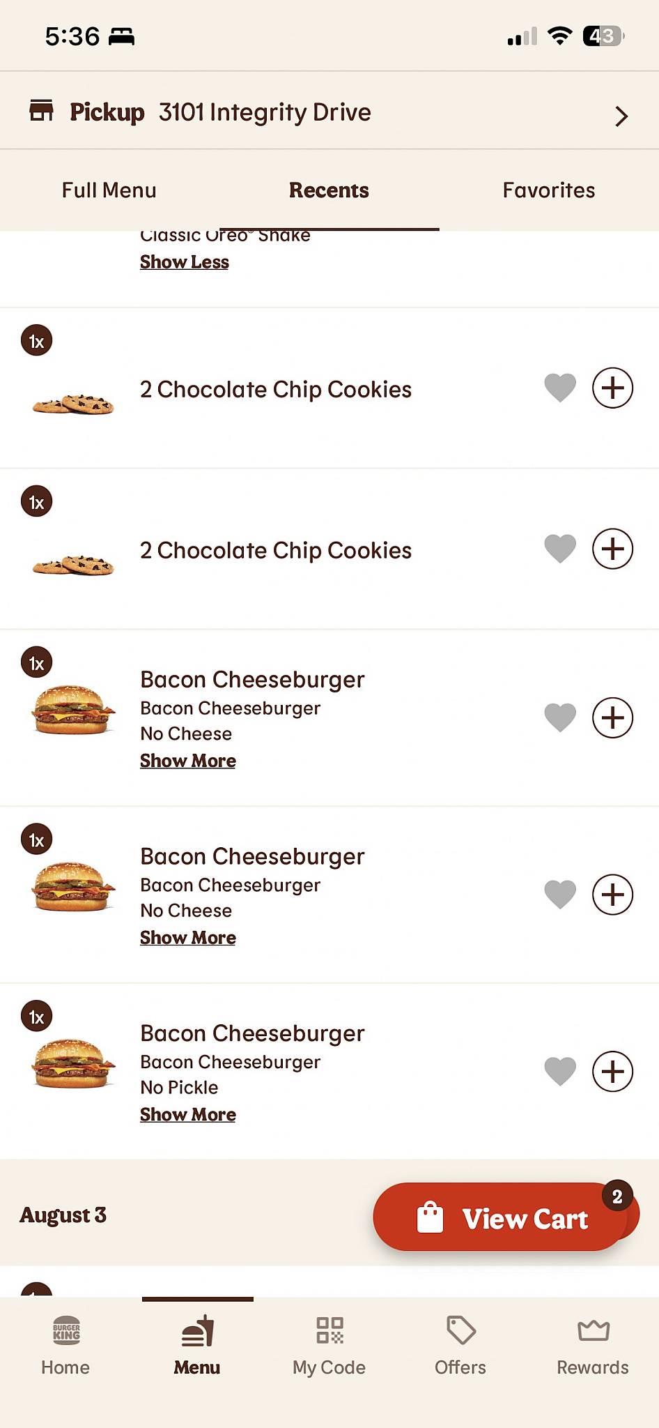 Burger King меню