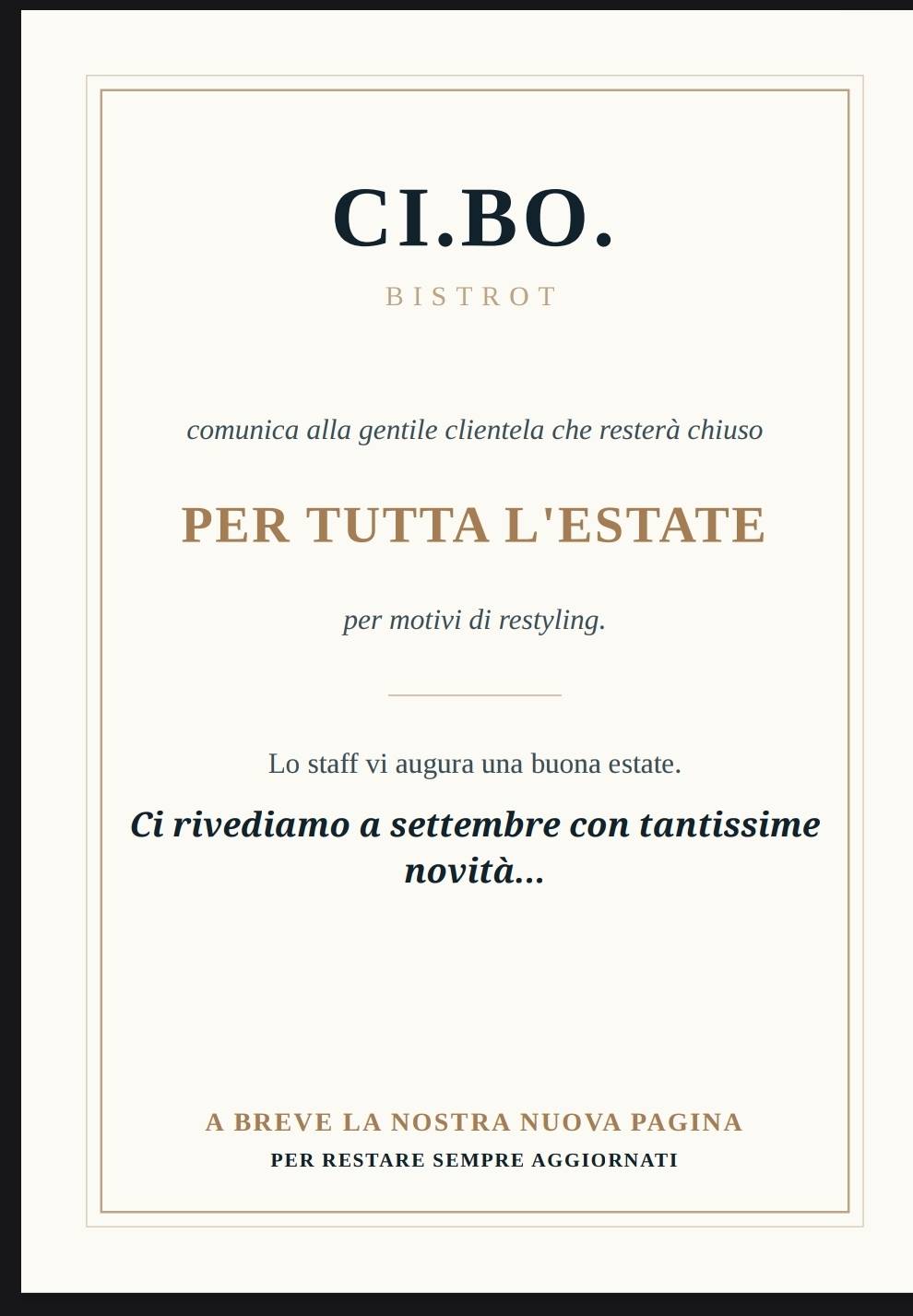 CIBO Bistrot меню