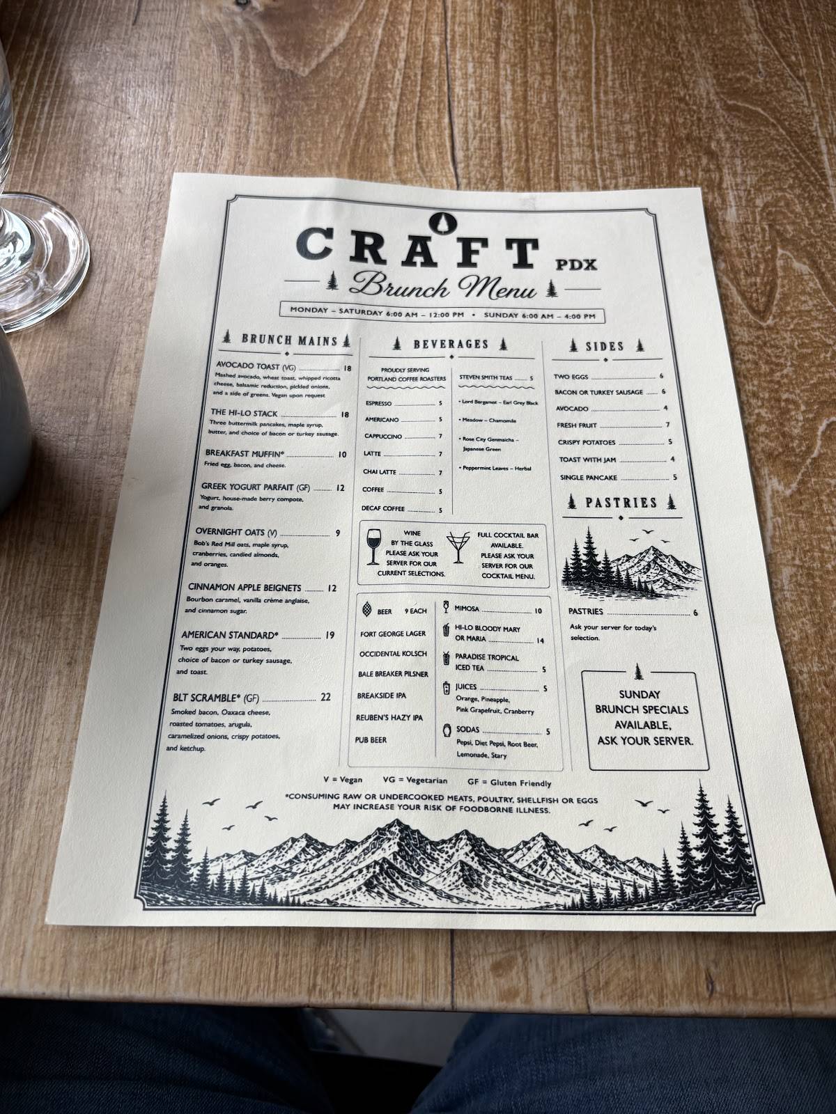 CRAFTpdx меню