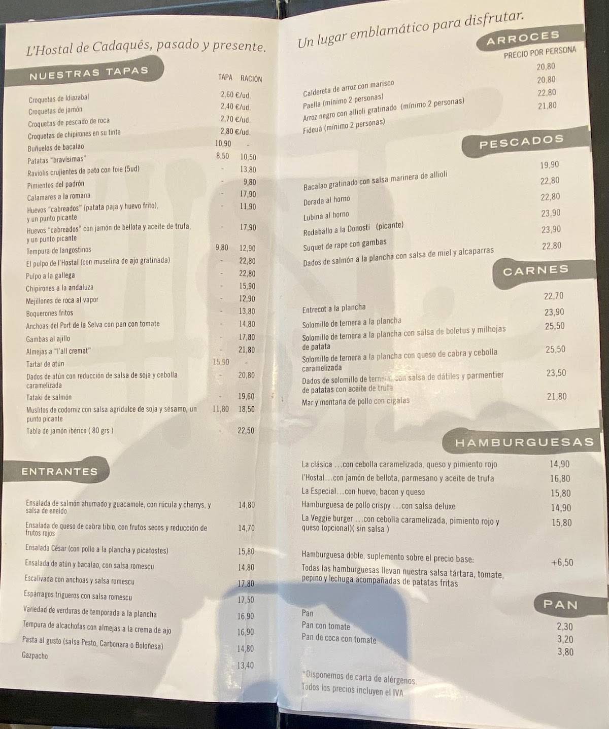 Restaurant L'Hostal меню