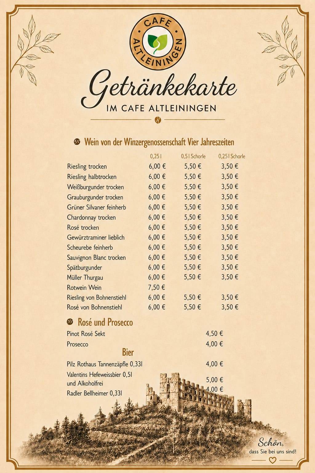 Cafe Altleiningen меню