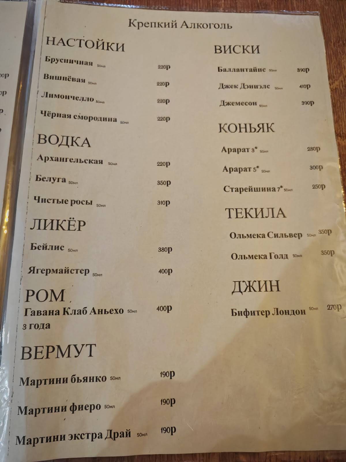Асти меню
