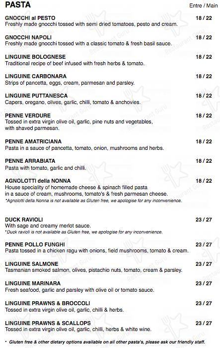 Bocca Cafe È Bar меню