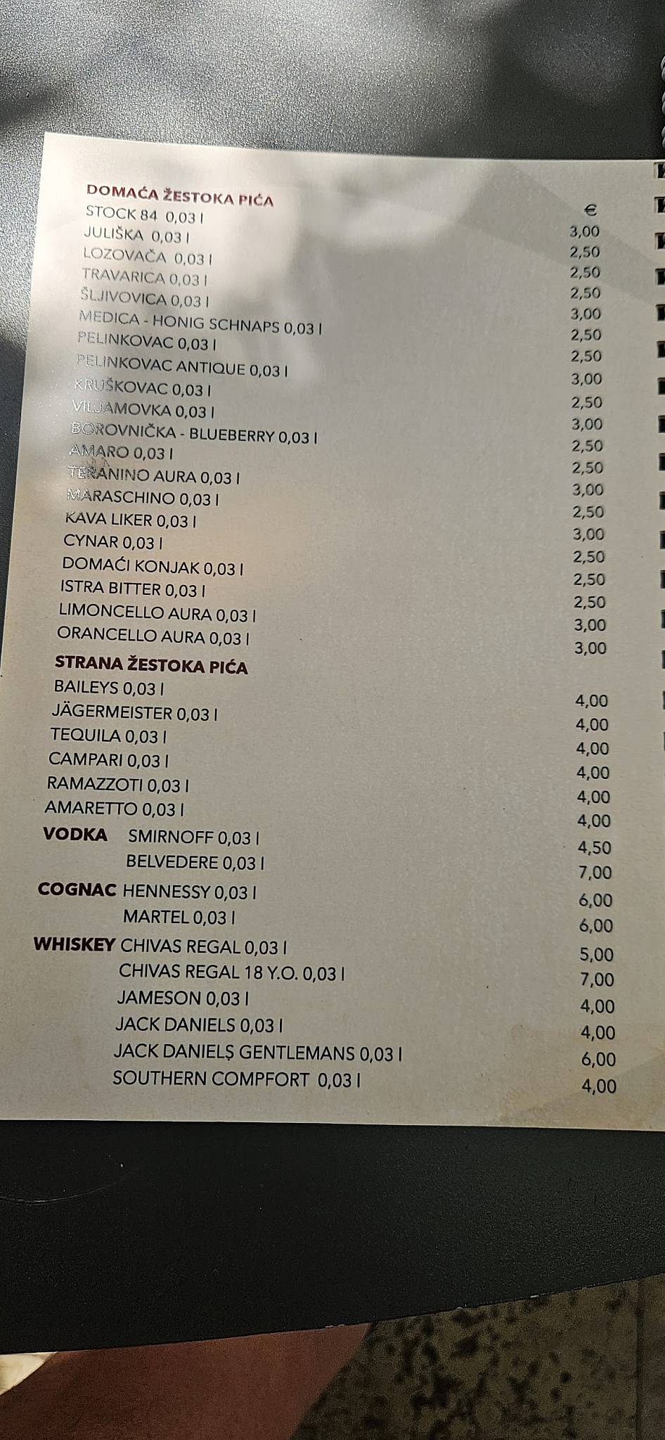 Caffee Bar Biser меню