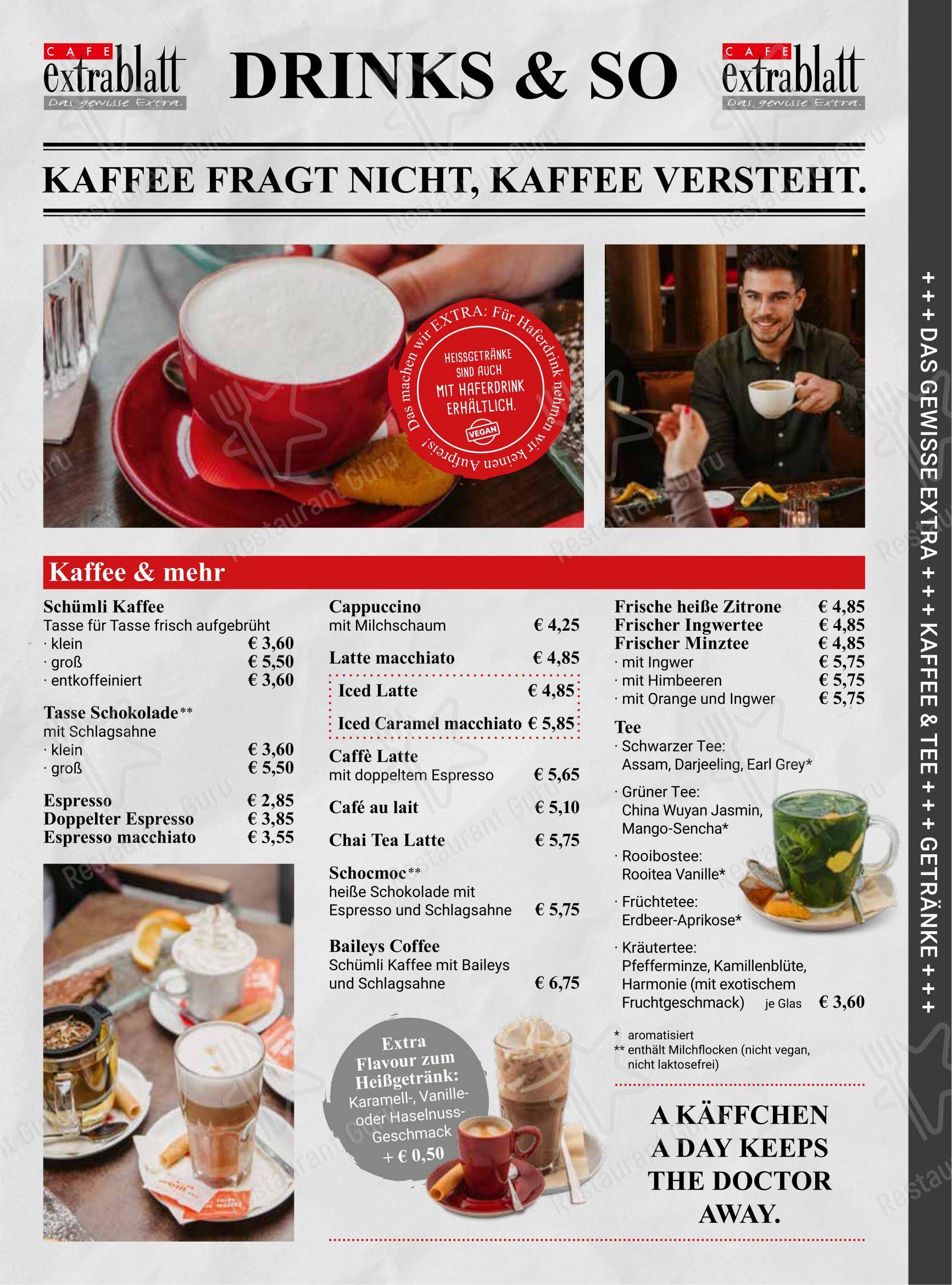 Cafe Extrablatt в Кастропе-Раукселе - Меню