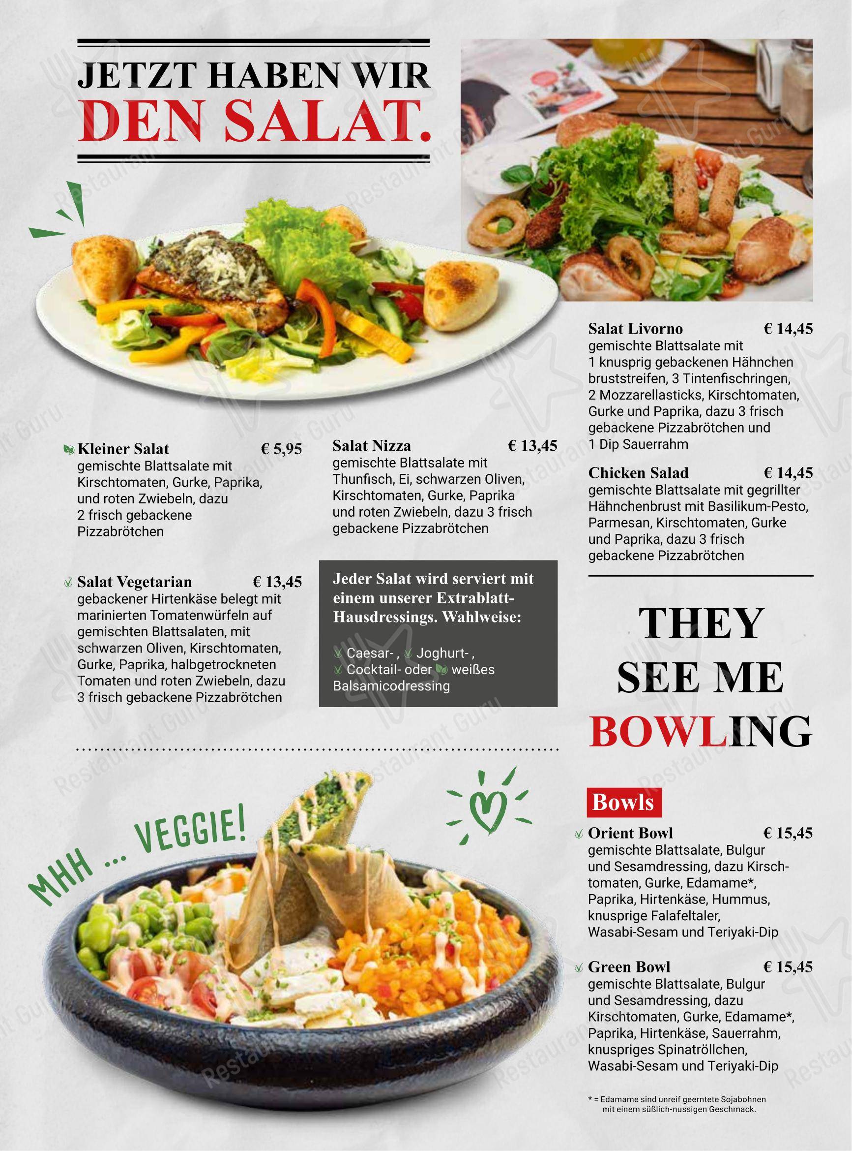 Cafe Extrablatt в Кастропе-Раукселе - Меню