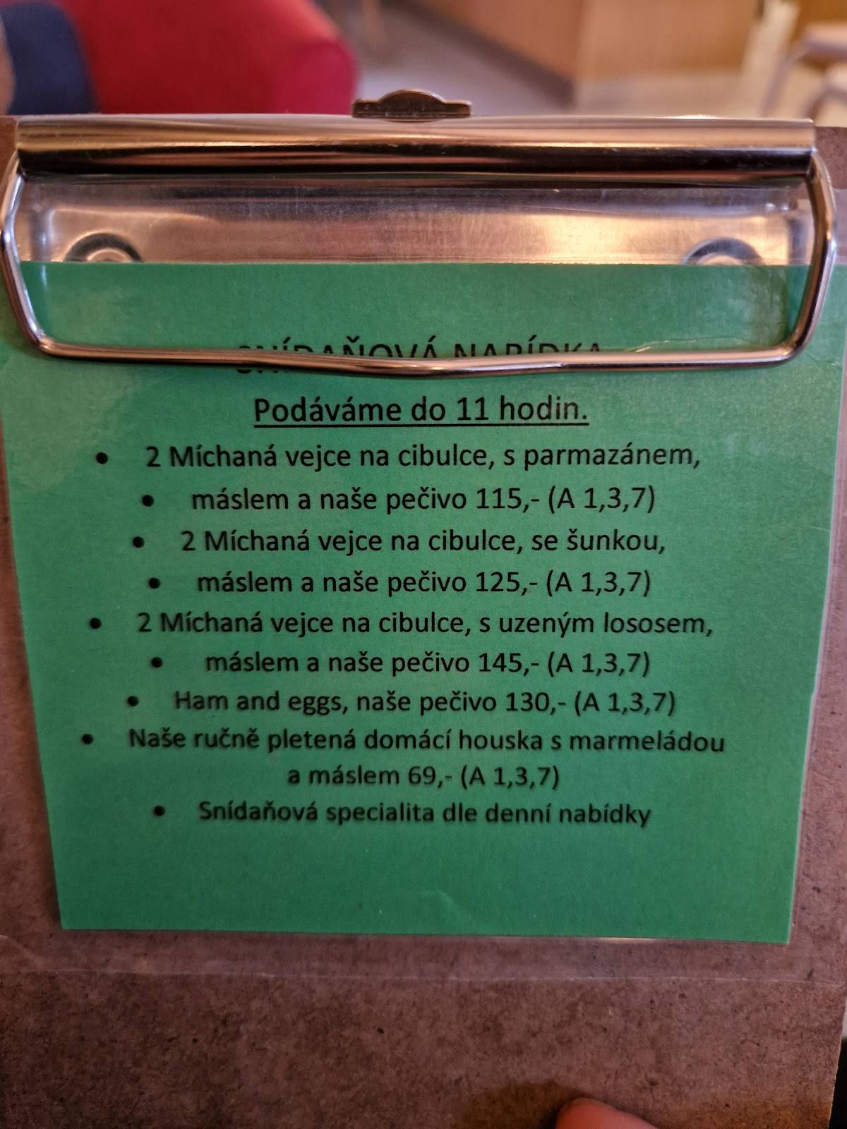Kavárna Modrý domeček меню