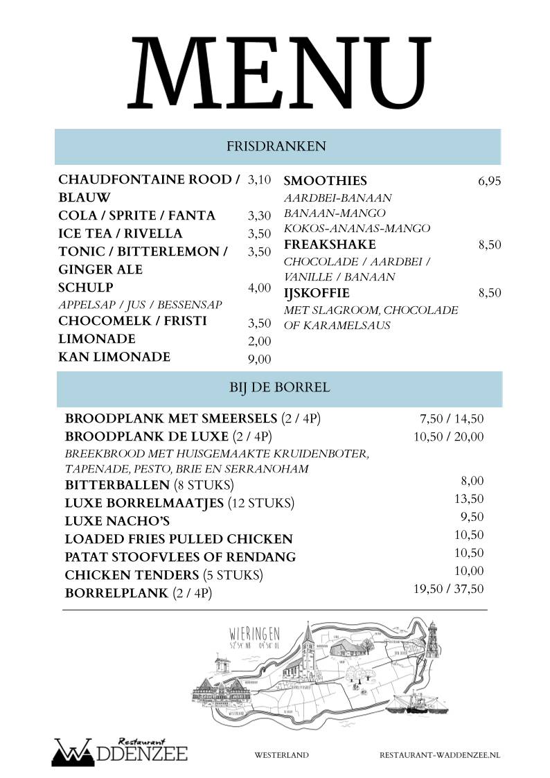 Restaurant Waddenzee меню