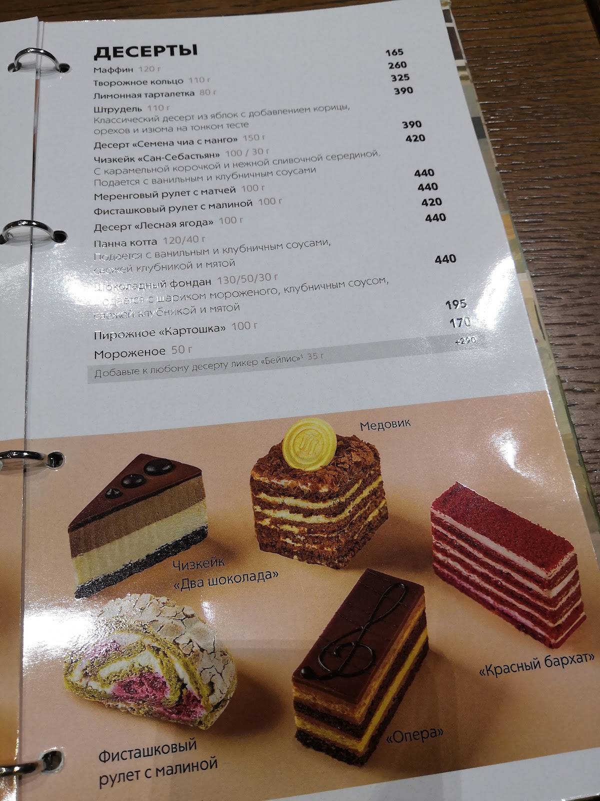 Шоколадница меню
