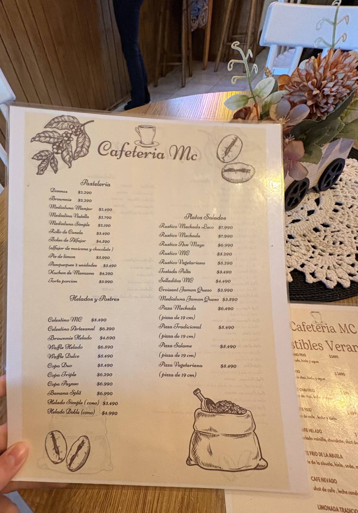 Cafetería MC меню