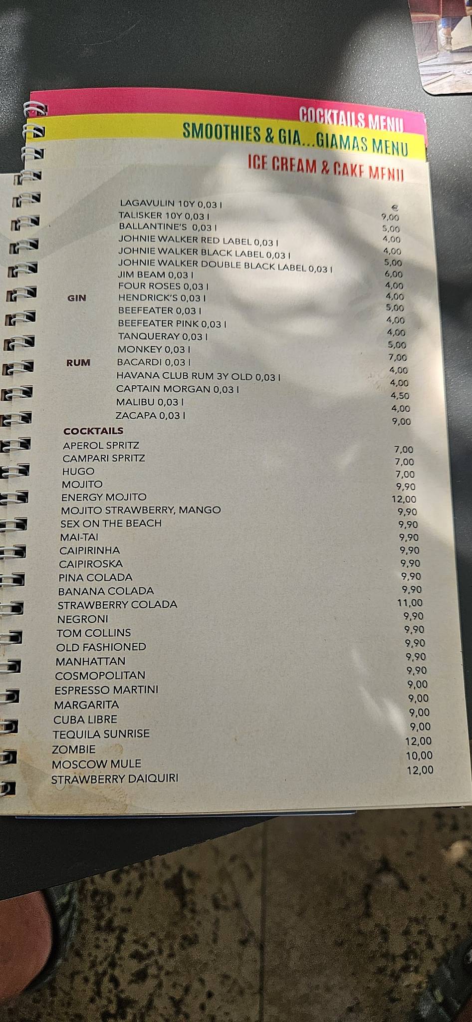 Caffee Bar Biser меню