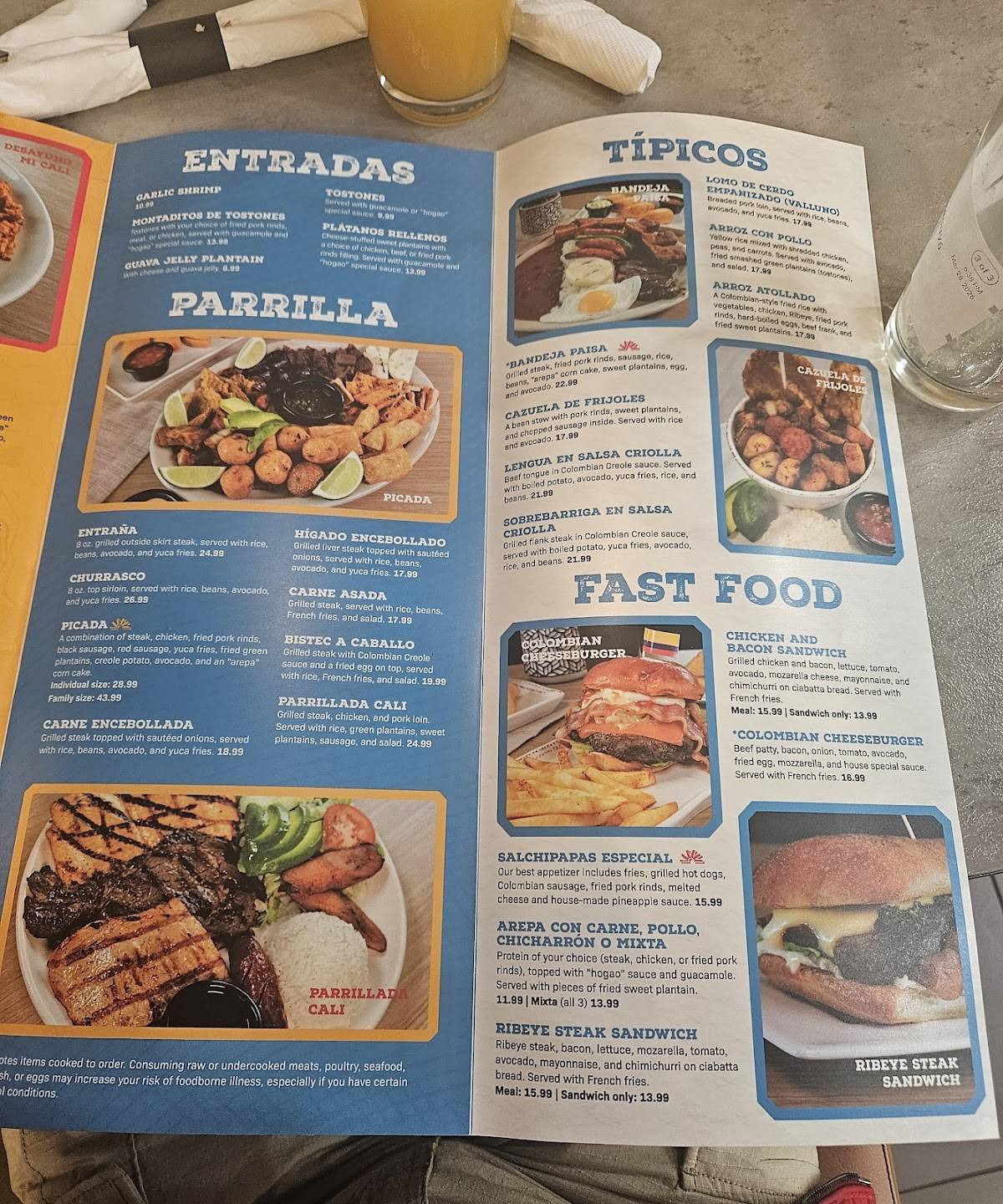 Cali Colombian Restaurant меню