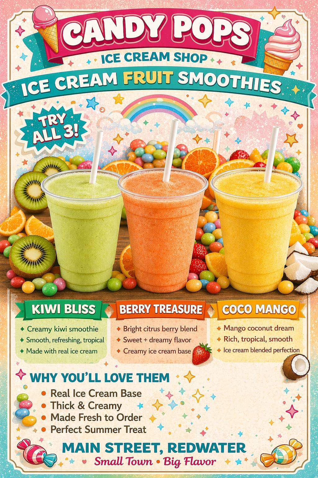 Candy pops ice cream shop меню