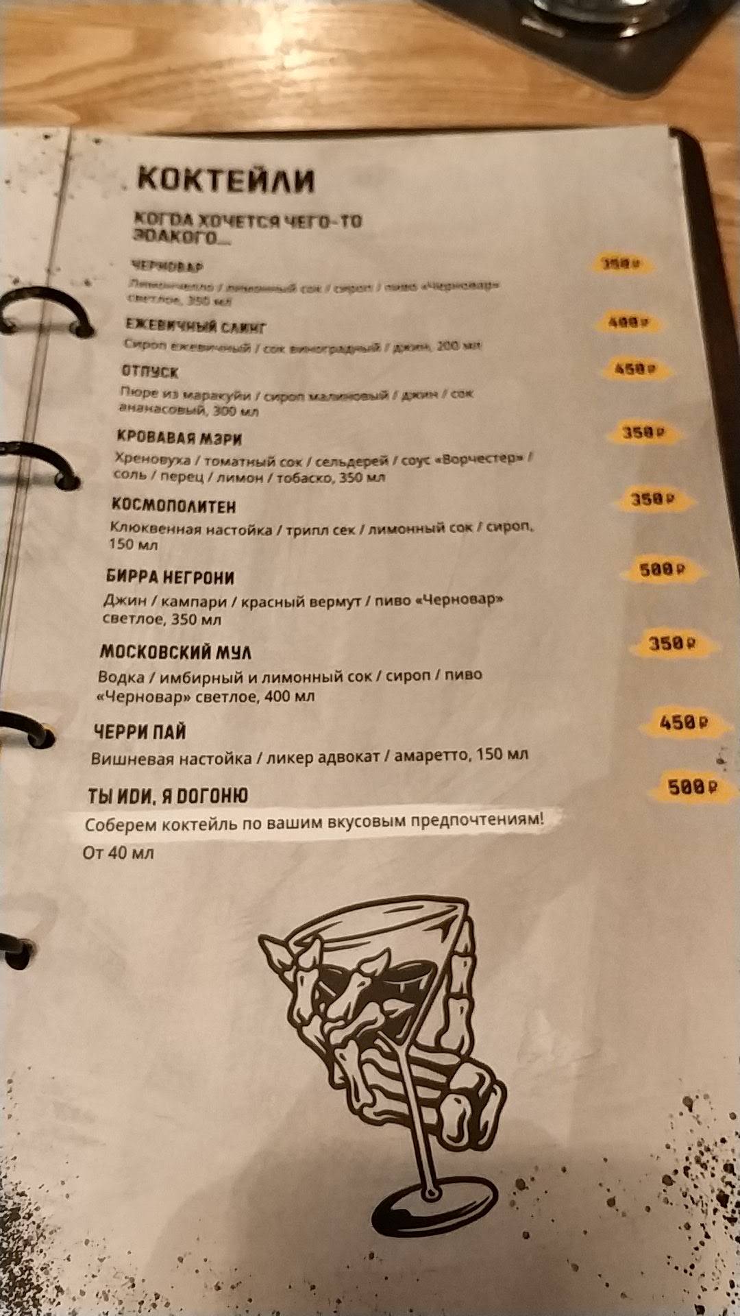 Cernovar Troparevo меню