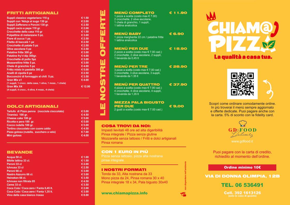 Chiam@Pizza Monteverde меню